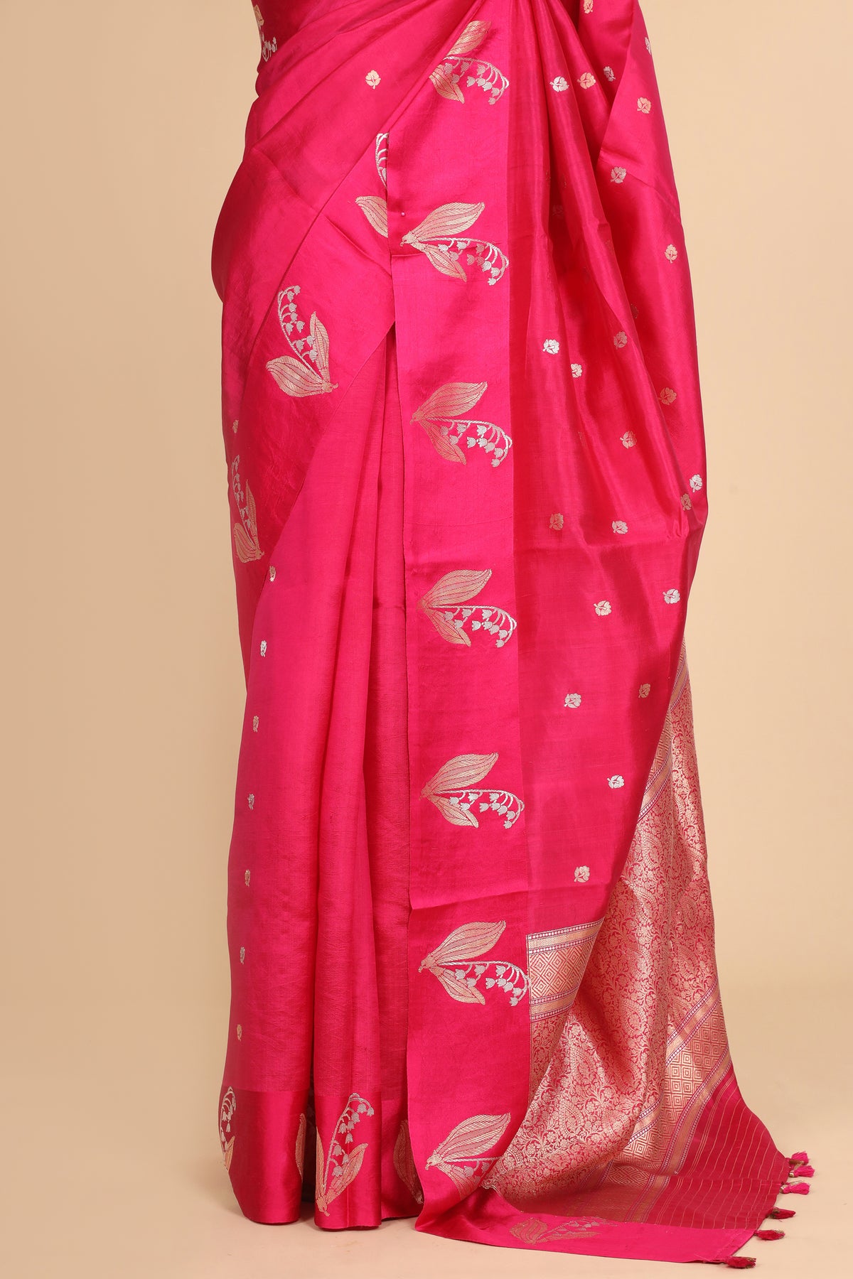 Pink Handwoven Pure Banarasi  Soft Silk Saree