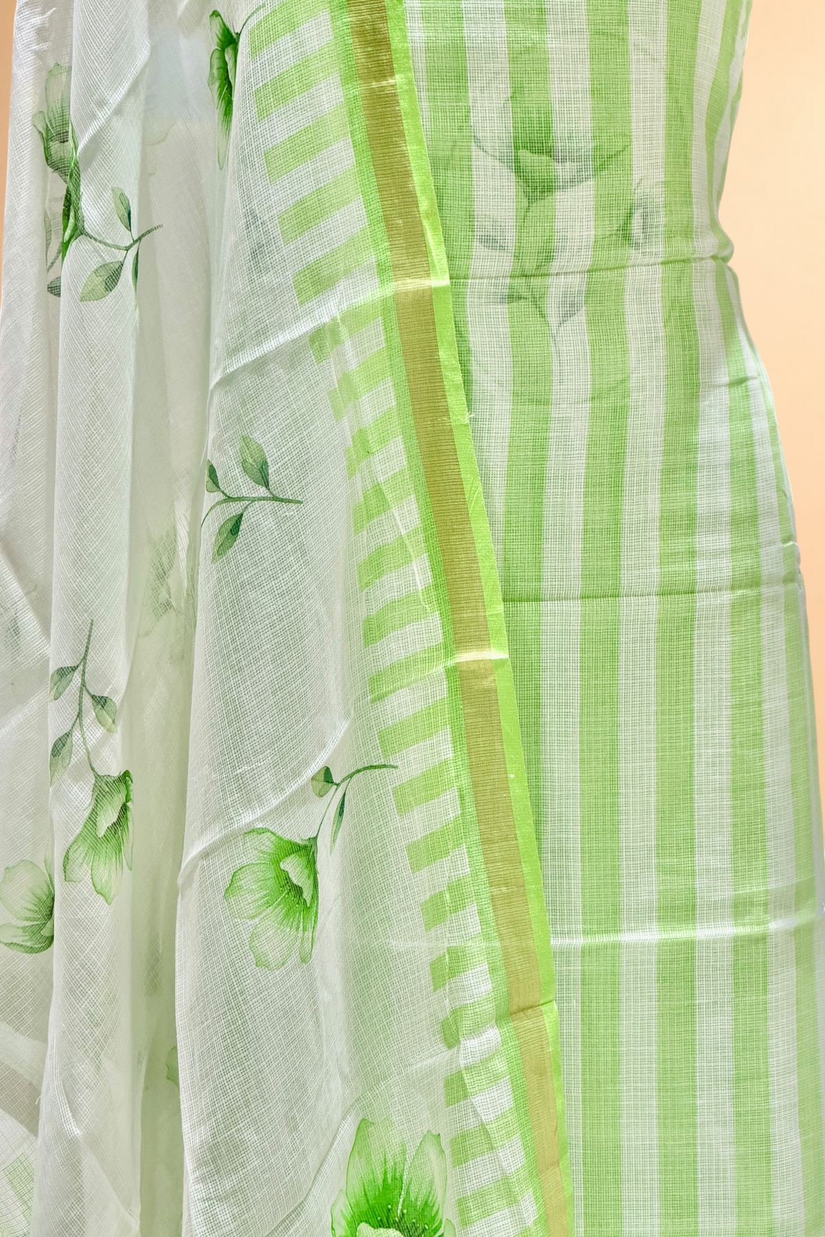 Pistachio Green Pure Kota Silk Suit Set