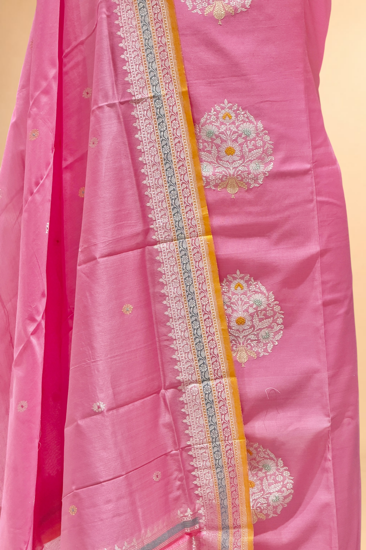 Soft Pink Premium Cotton Suit Set With Statement Kadhwa Boota
