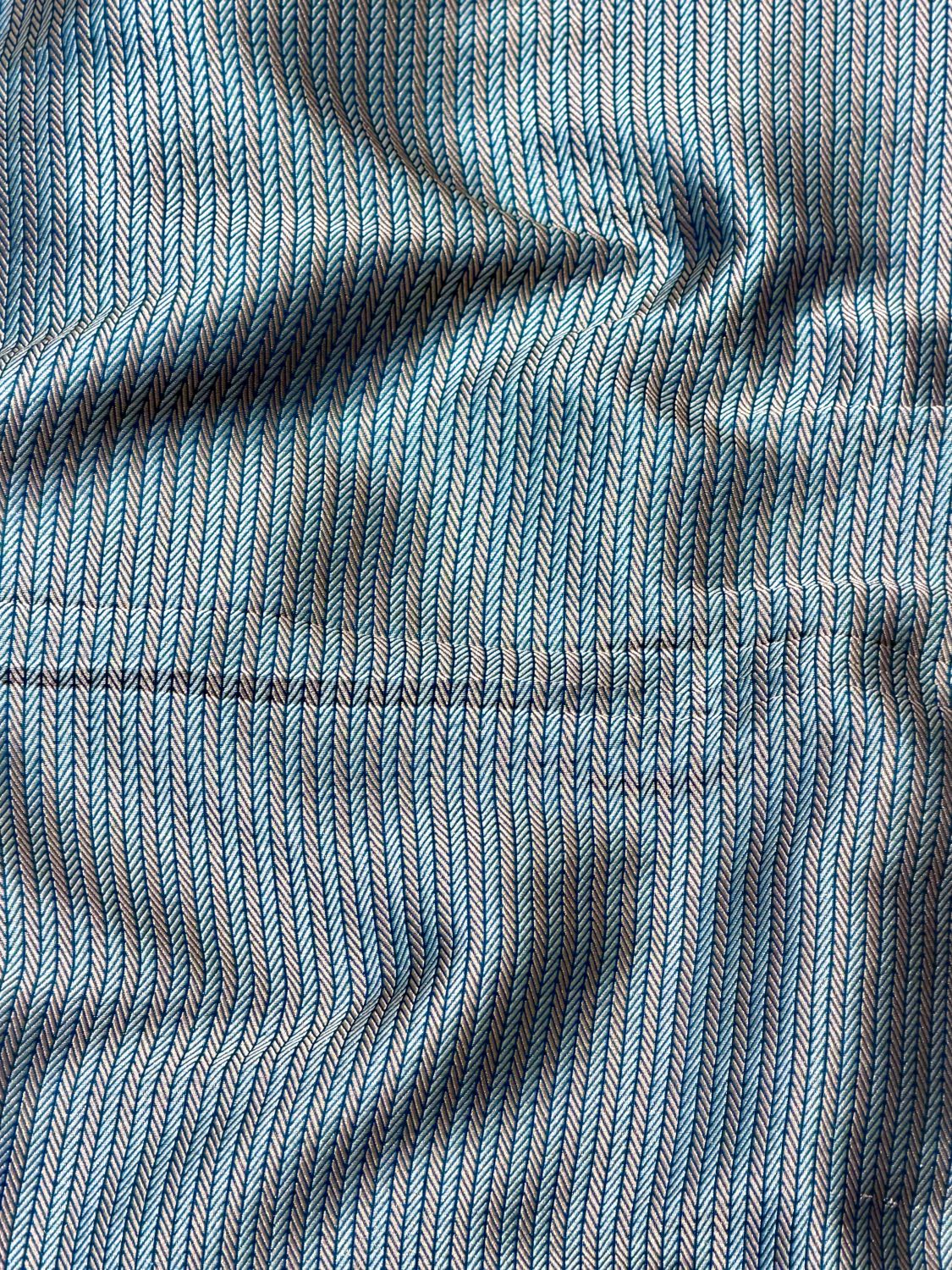 Teal Blue Sona-Rupa Stripe Katan Silk Fabric