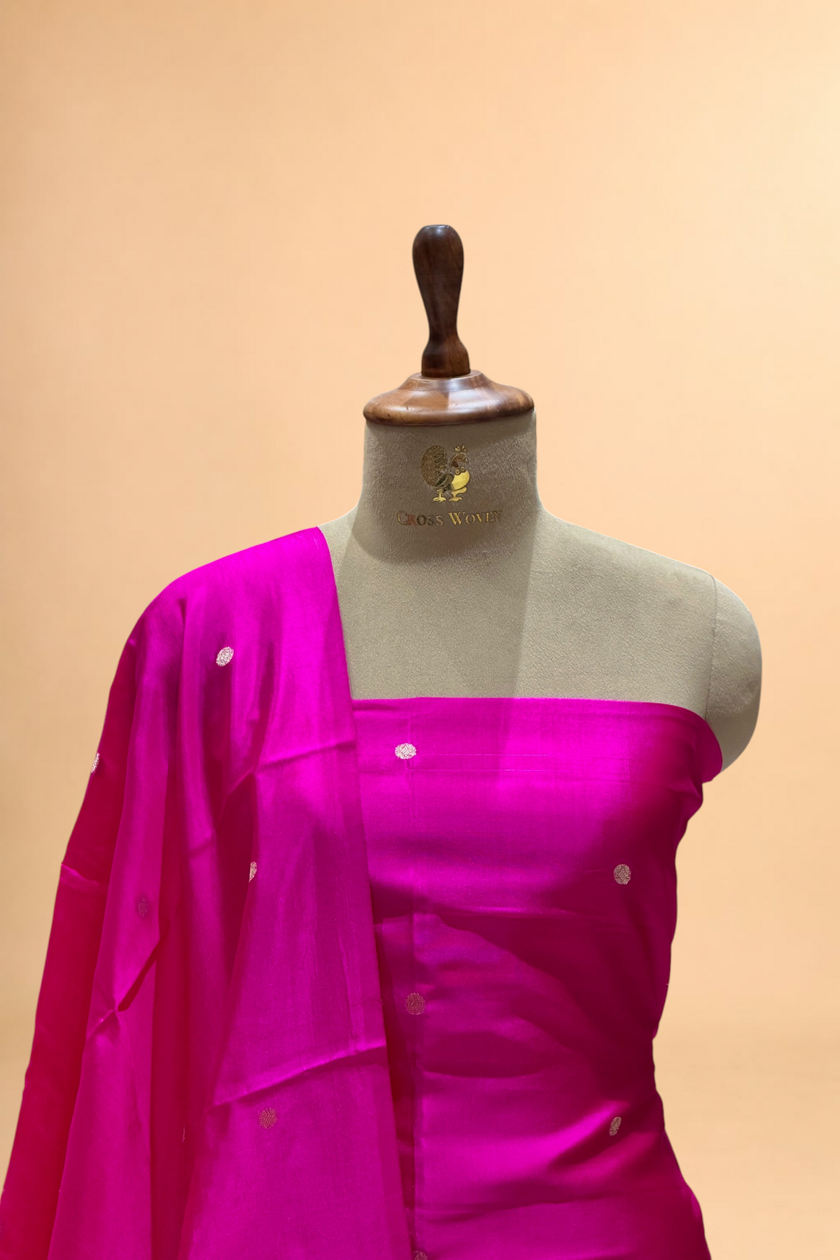 Vibrant Pink Soft Silk Suit Set With Tissue Border Dupatta
