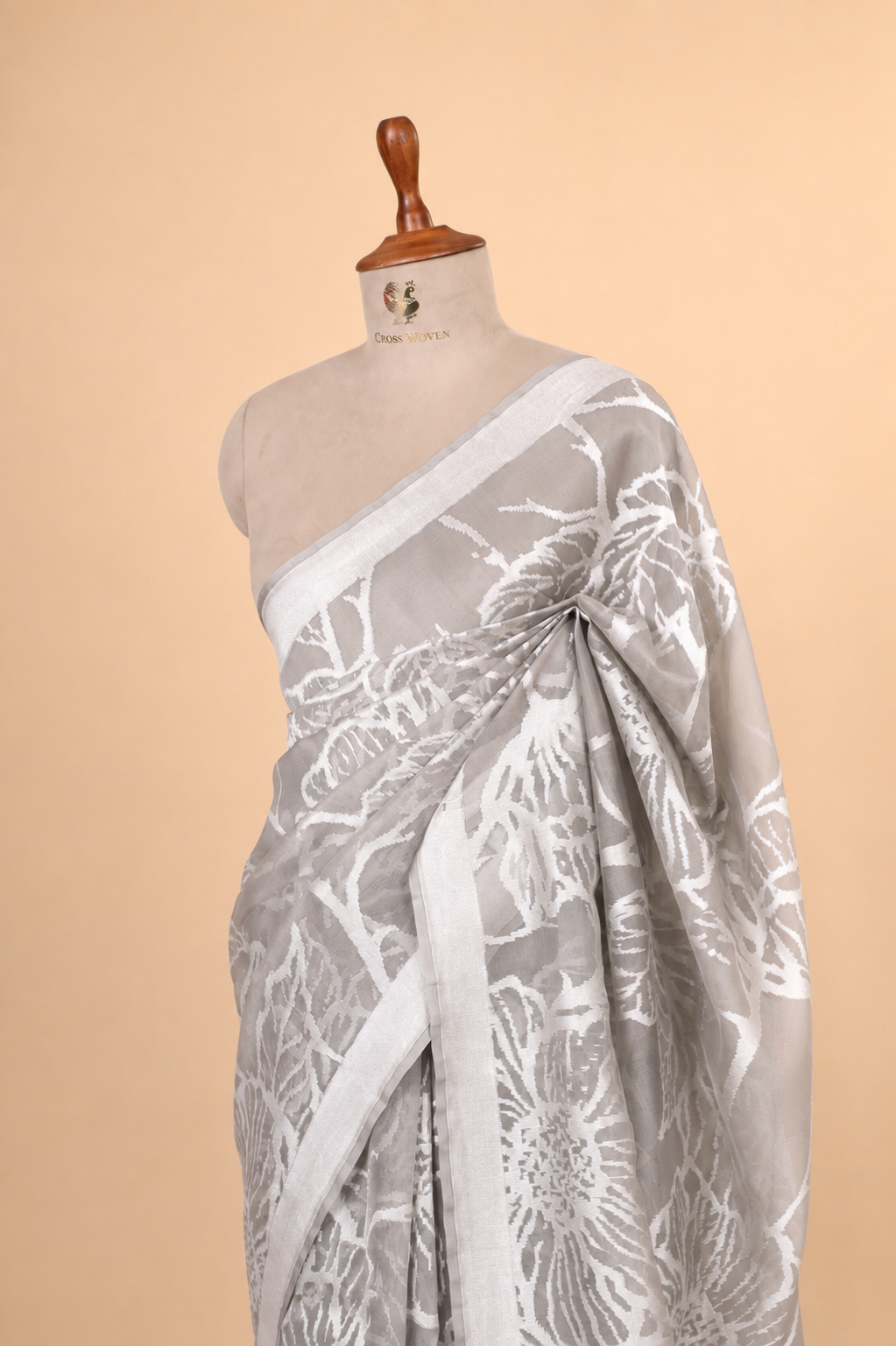 Grey Organza Silk Jamdani Saree