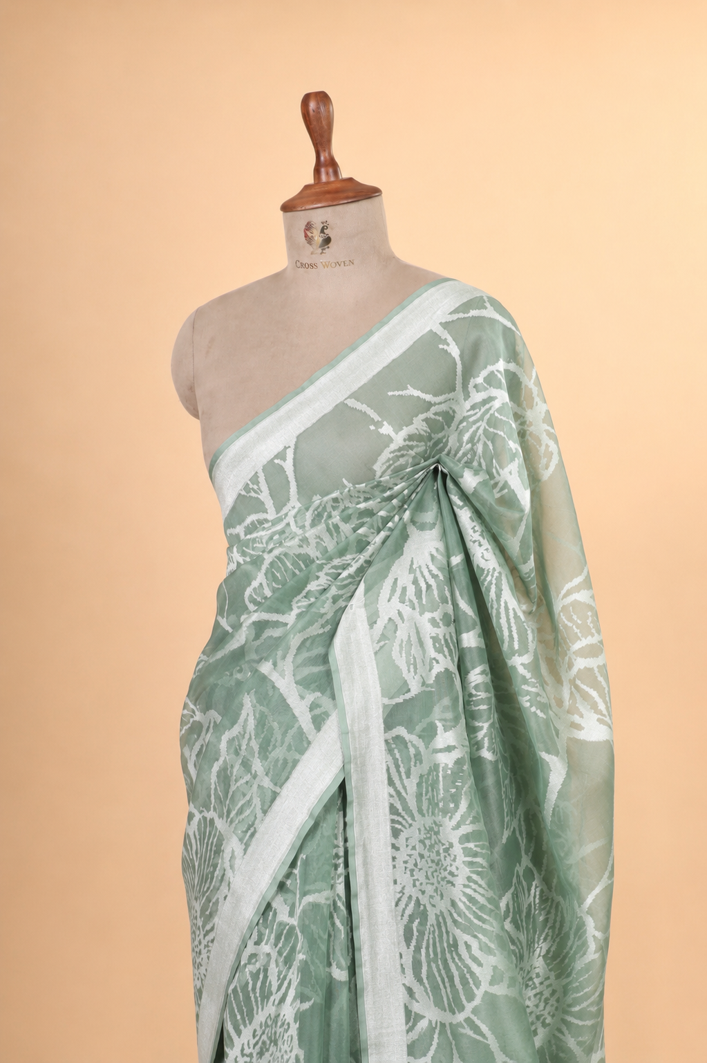 Sage Green Organza Silk Saree
