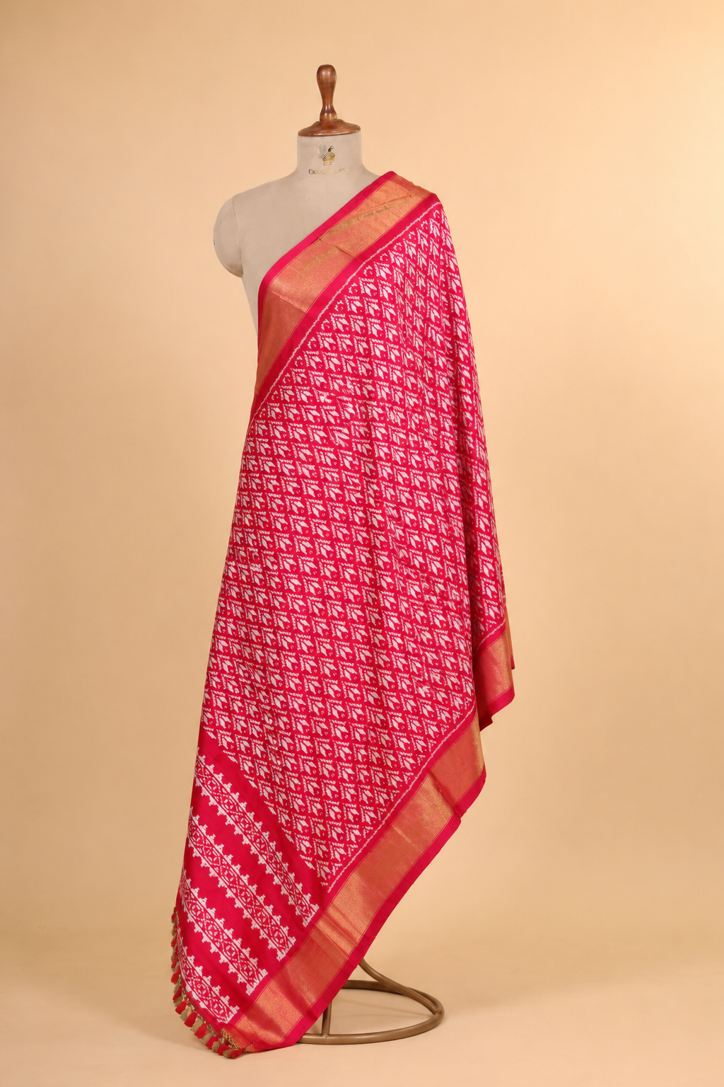 Red Banarasi Katan Silk Ikkat Dupatta