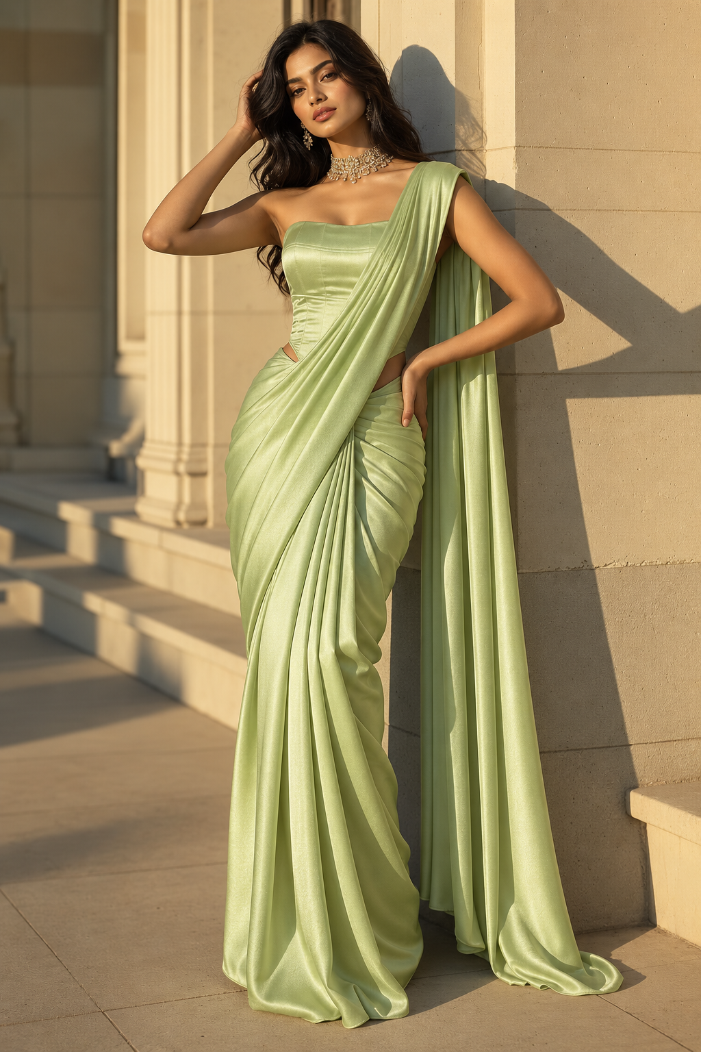 Pista Green Plain Pure Chiniya Silk Fabric