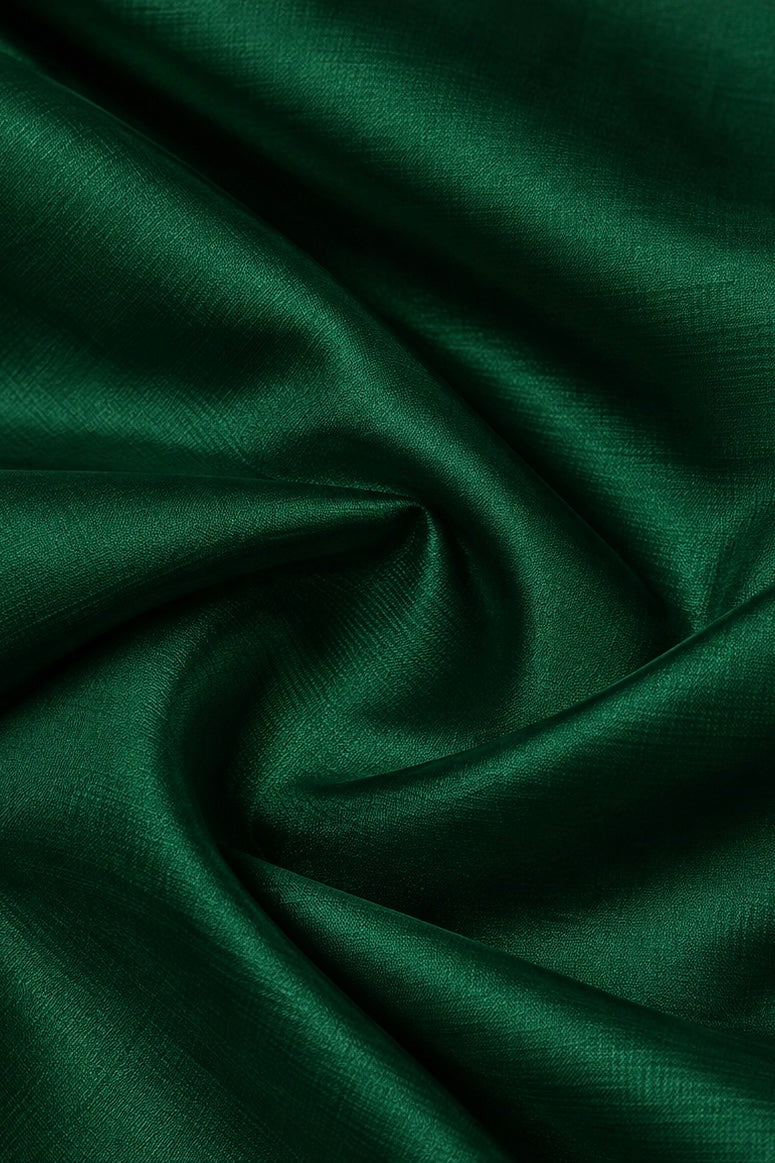 Emerald Green Plain Pure Chiniya Silk Fabric