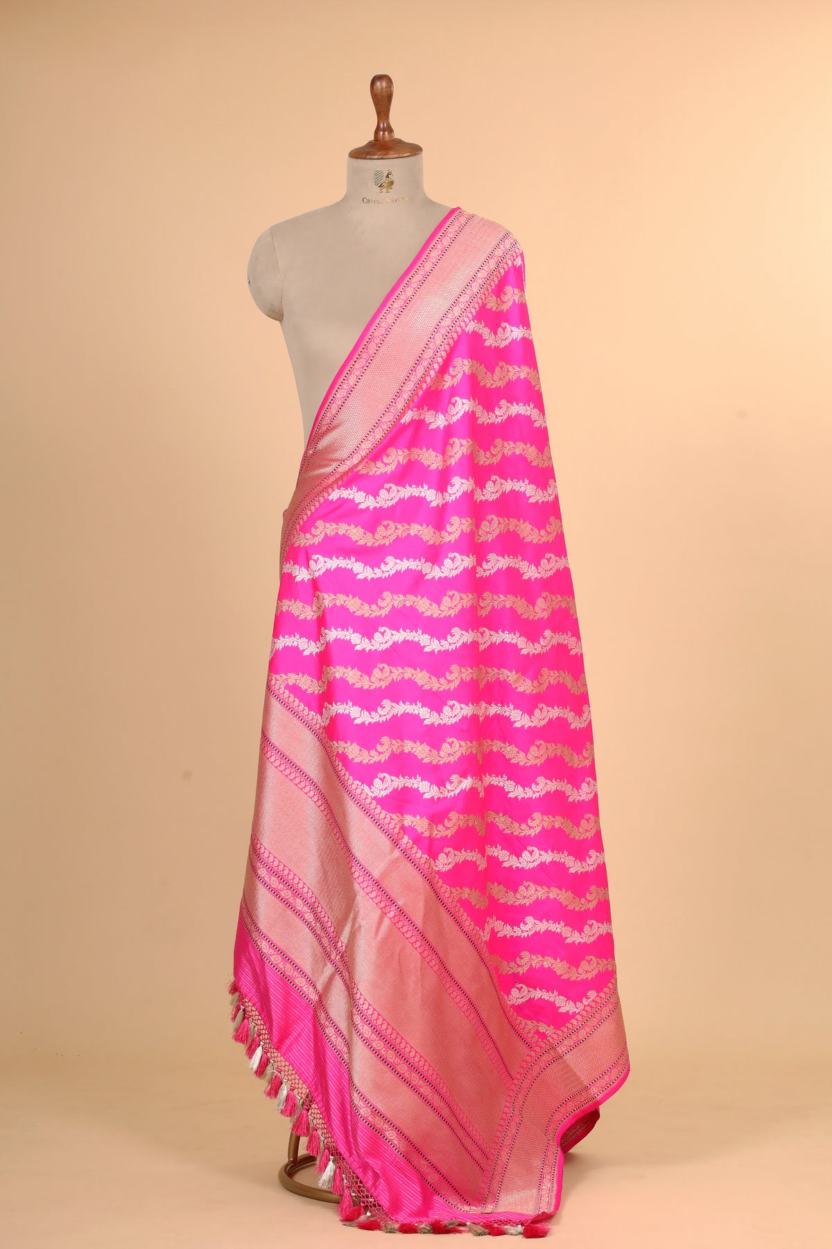 Pink Pure Katan Silk Banarasi Handloom Dupatta
