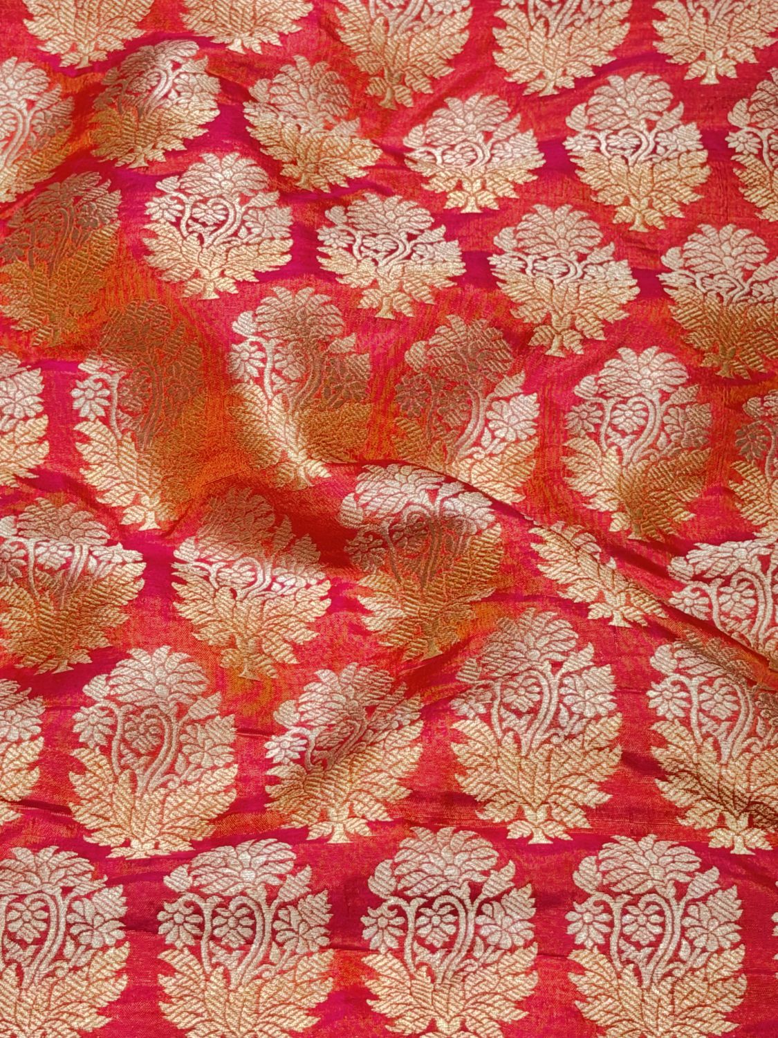 Red Banarasi Allover Sona - Rupa Pure Katan Silk Fabric