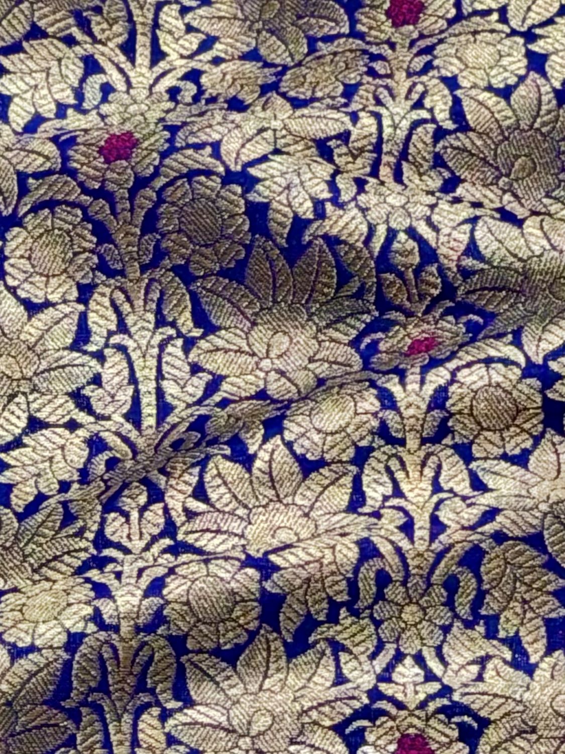 Blue Banarasi Pure Katan Silk Fabric