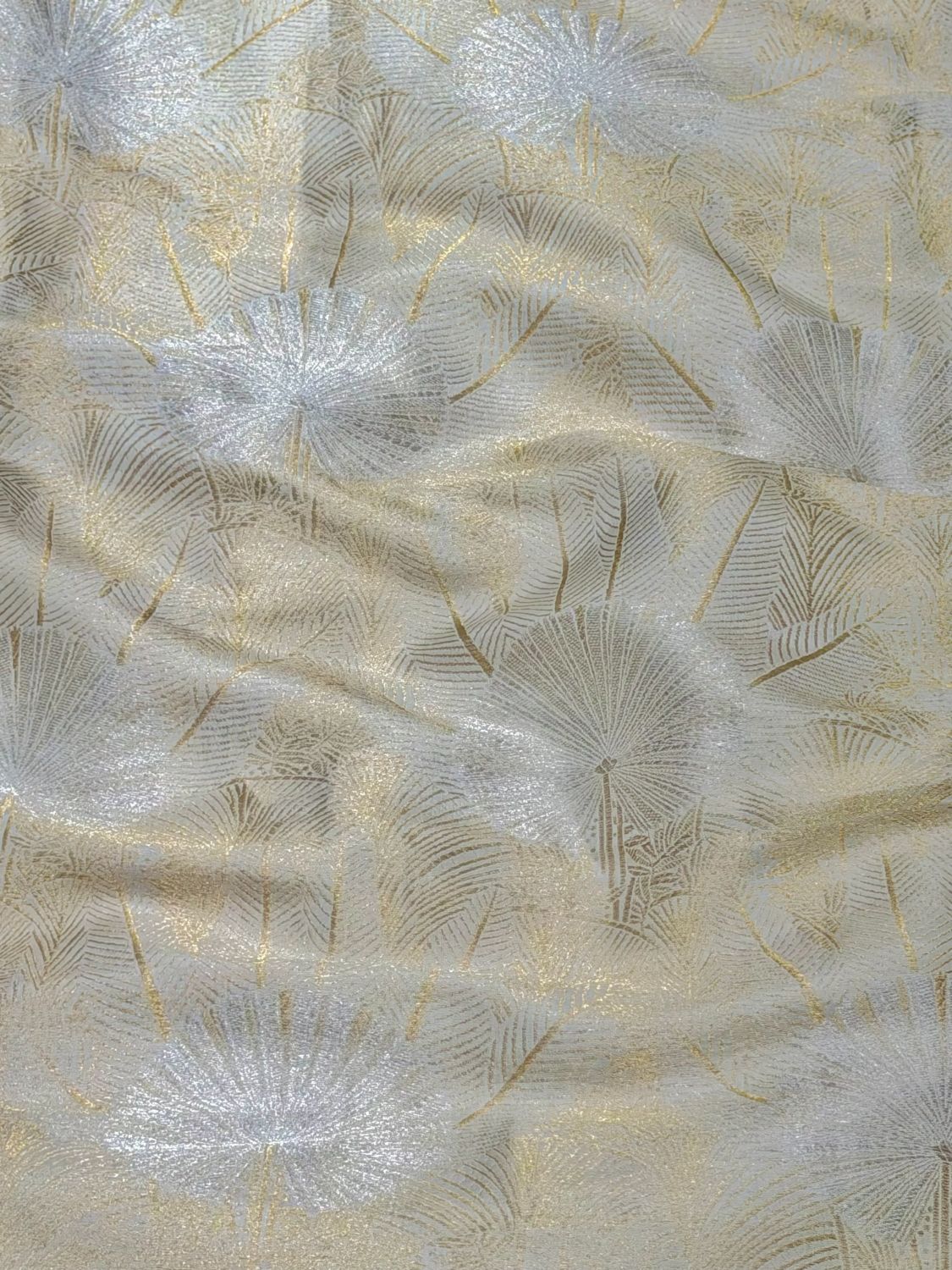 White Banarasi Brocade Pure Katan Silk Fabric