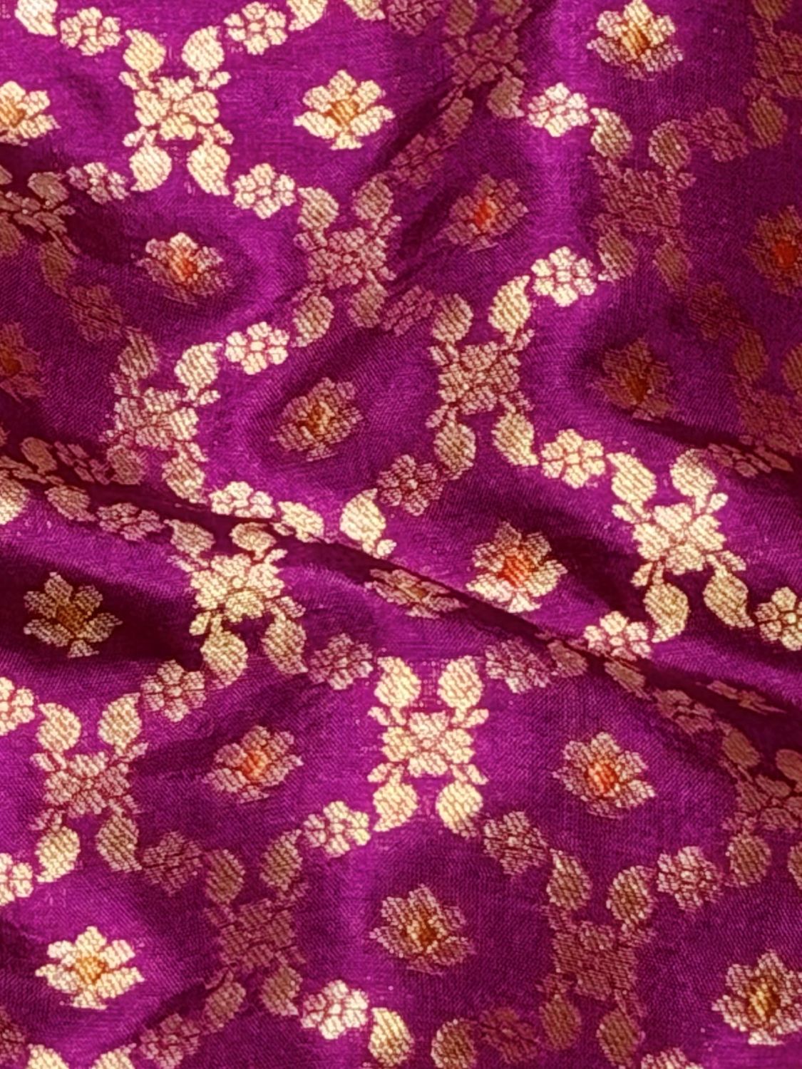 Magenta Pink Banarasi Meena Pure Katan Silk Fabric
