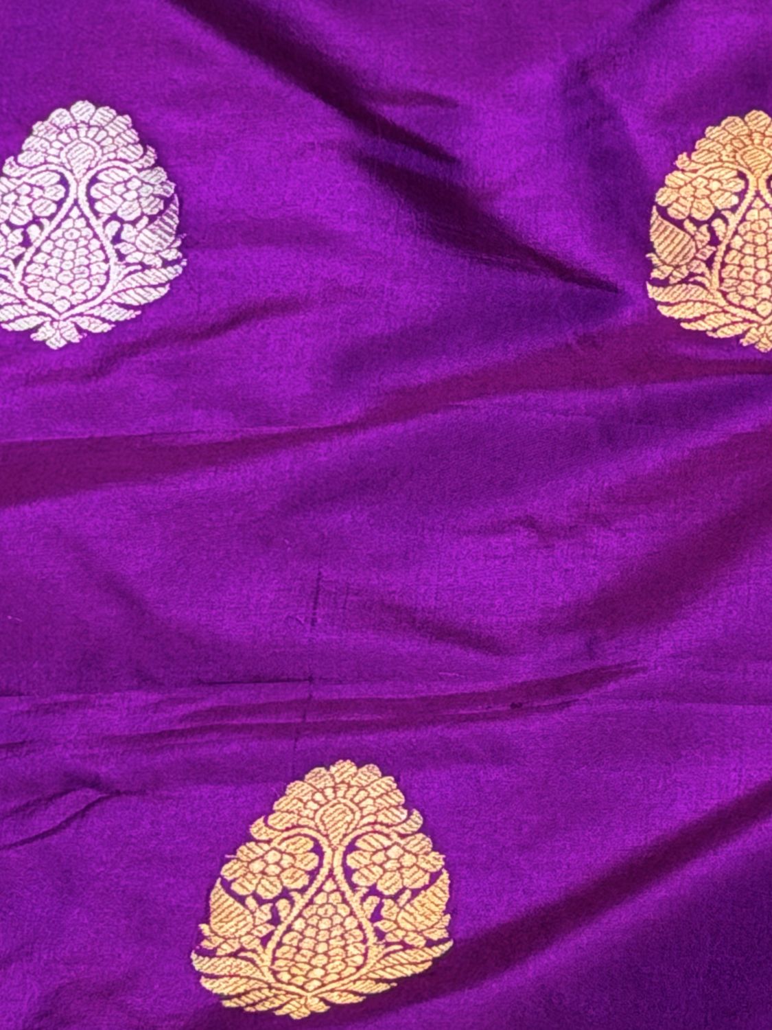 Deep Purple Banarasi Allover Boota Pure Katan Silk Fabric