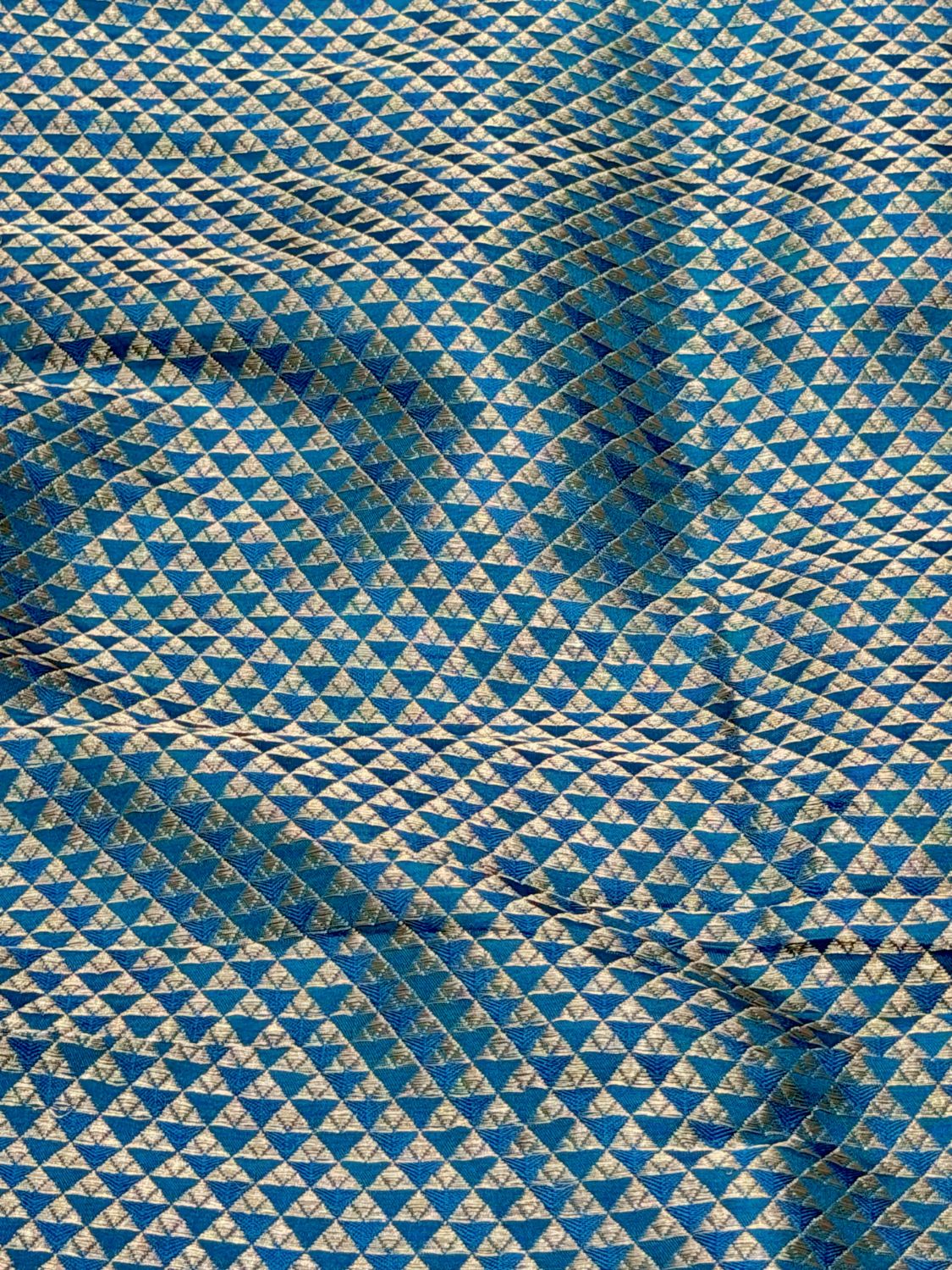 Teal Blue BanarasI Pure Katan Silk Fabric
