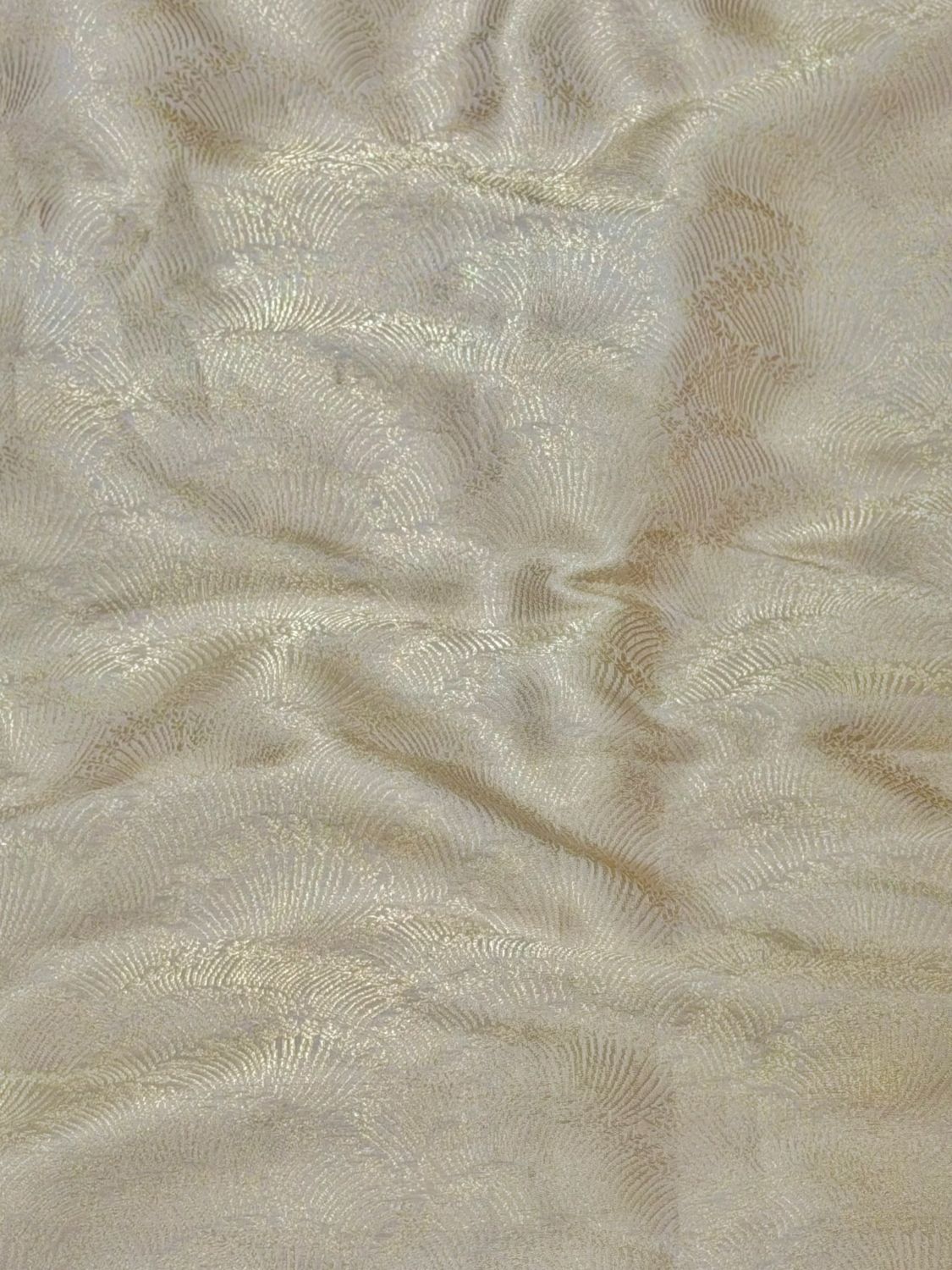 Beige Banarasi Brocade Pure Katan Silk Fabric