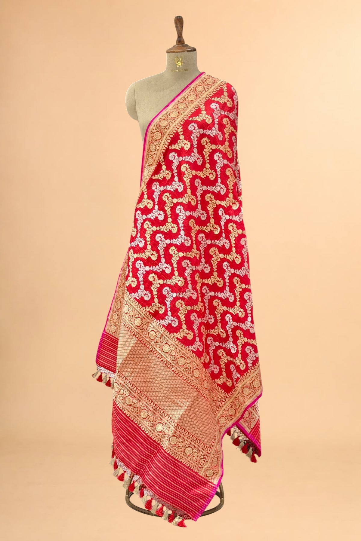 Red Pure Katan Silk Dupatta 