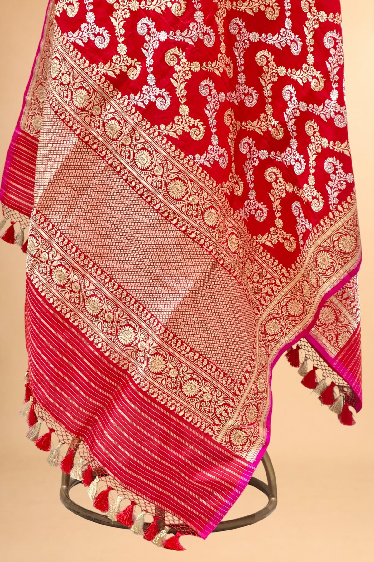 Red Pure Katan Silk Dupatta 