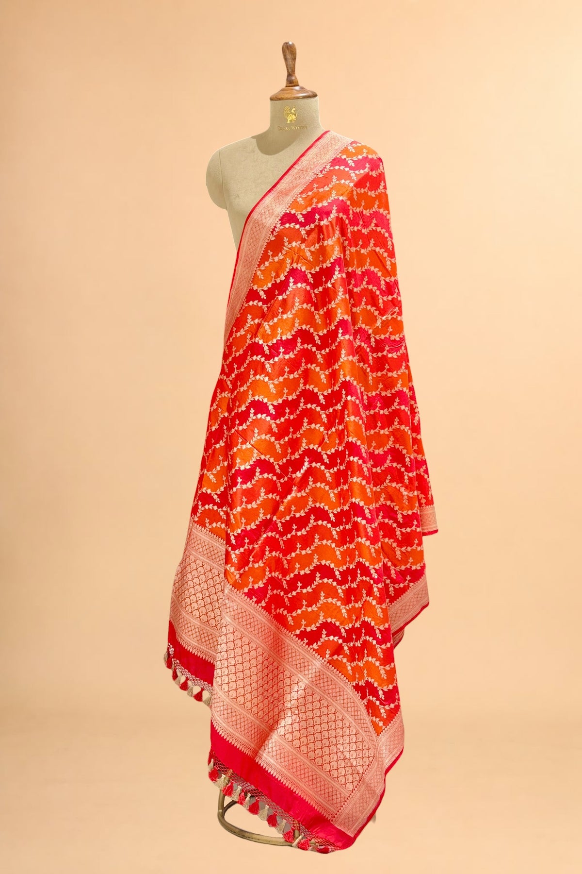 Red Rangkaat Pure Katan Silk Dupatta 