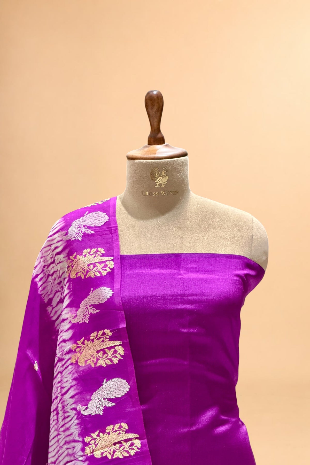 Purple Pure Soft Silk Suit Set With Organza Shibori Dye Dupatta