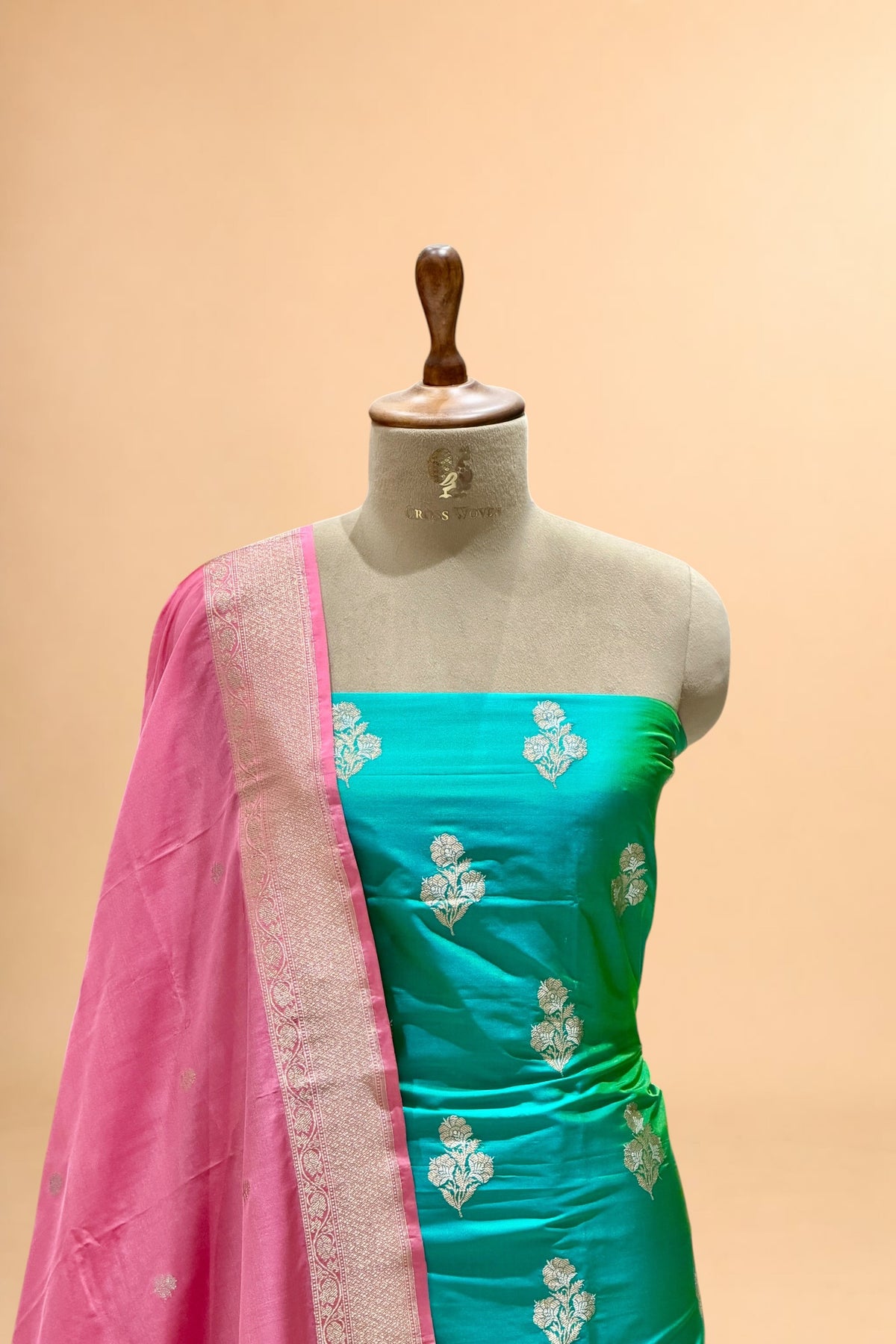 Peacock Green Banarasi Pure Katan Silk Suit Set