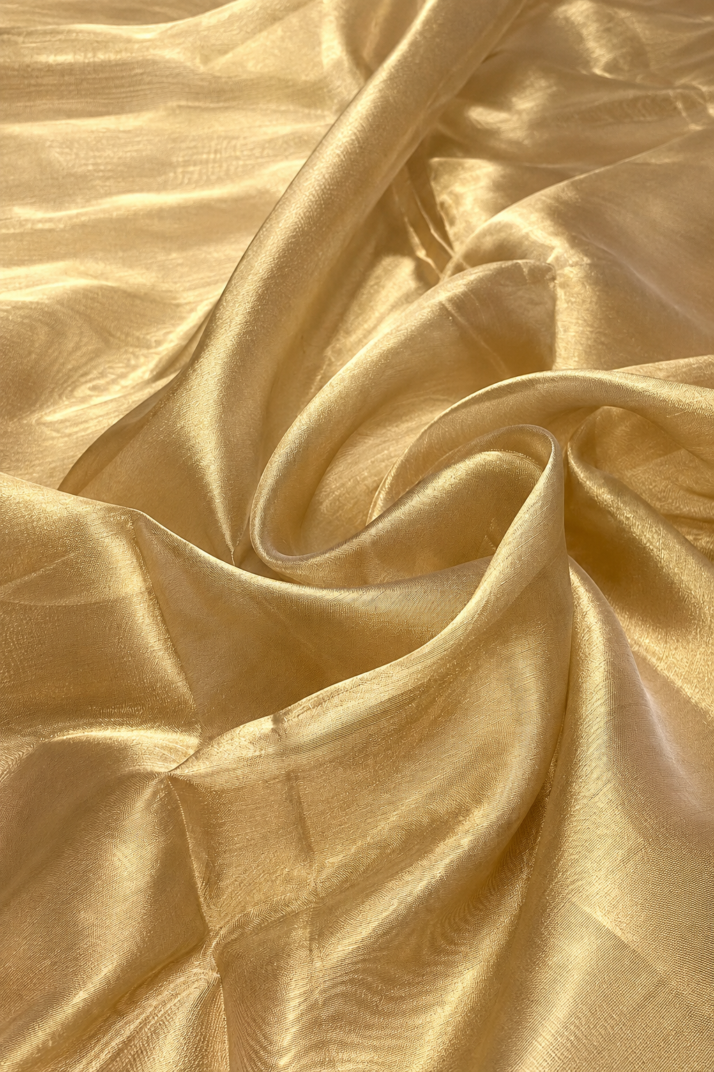 Gold Plain Pure Tissue Silk Fabric