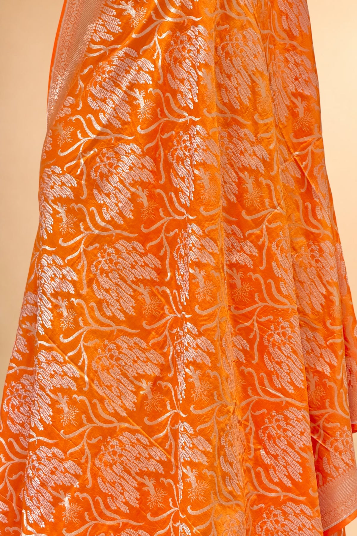Bright Orange Pure Katan Silk Dupatta 