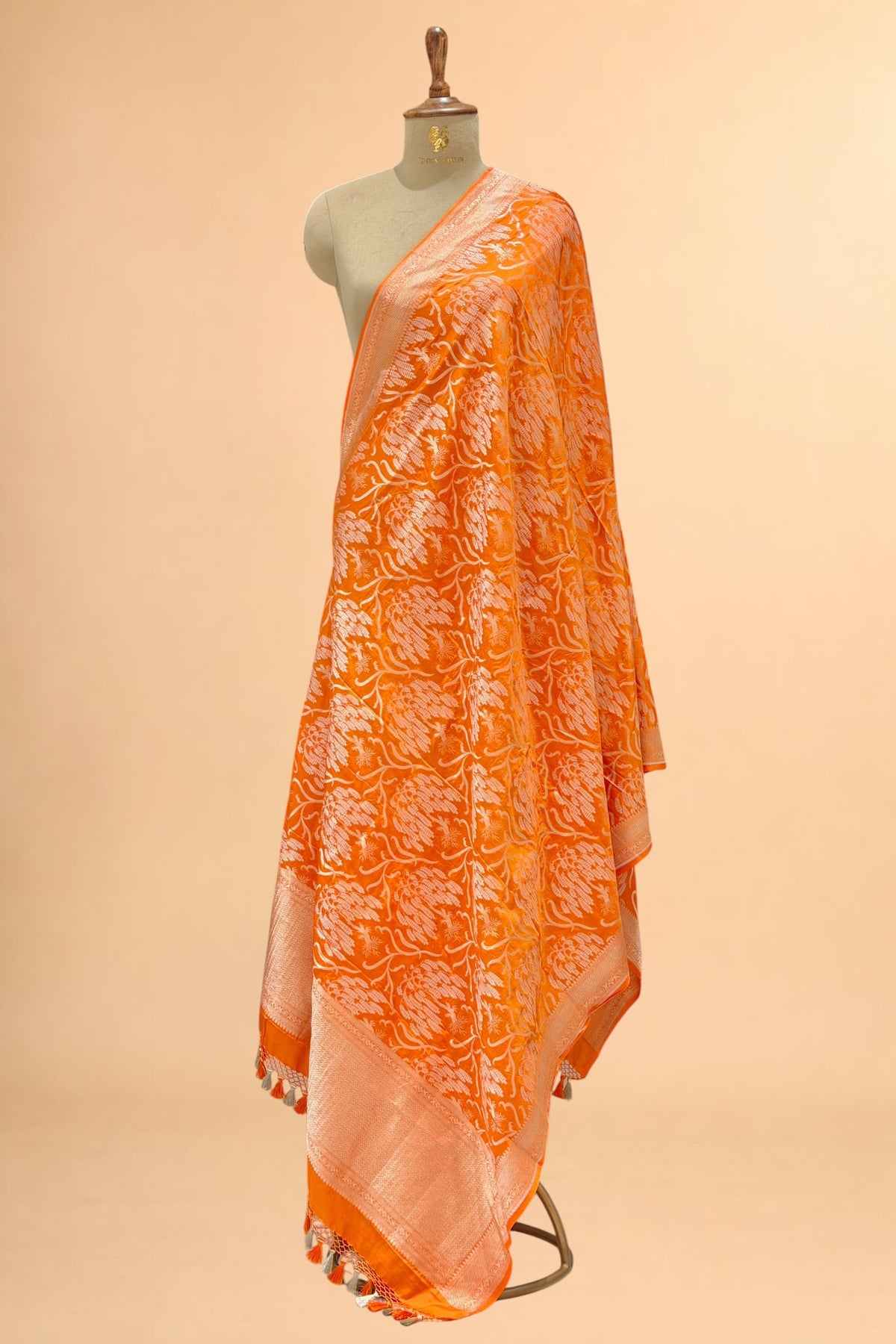 Bright Orange Pure Katan Silk Dupatta 