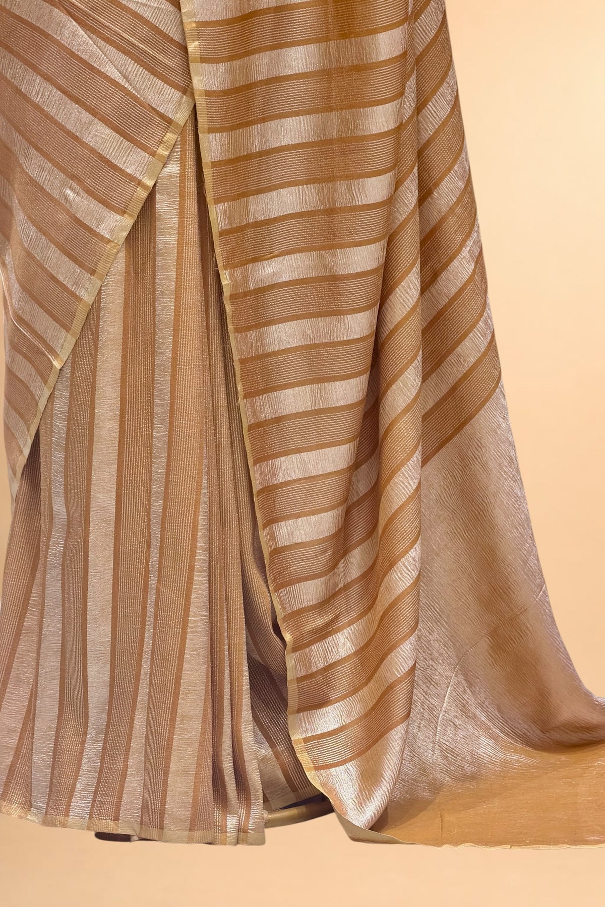 Dusty Mustard Pure Munga Silk Saree with Tissue Stripes