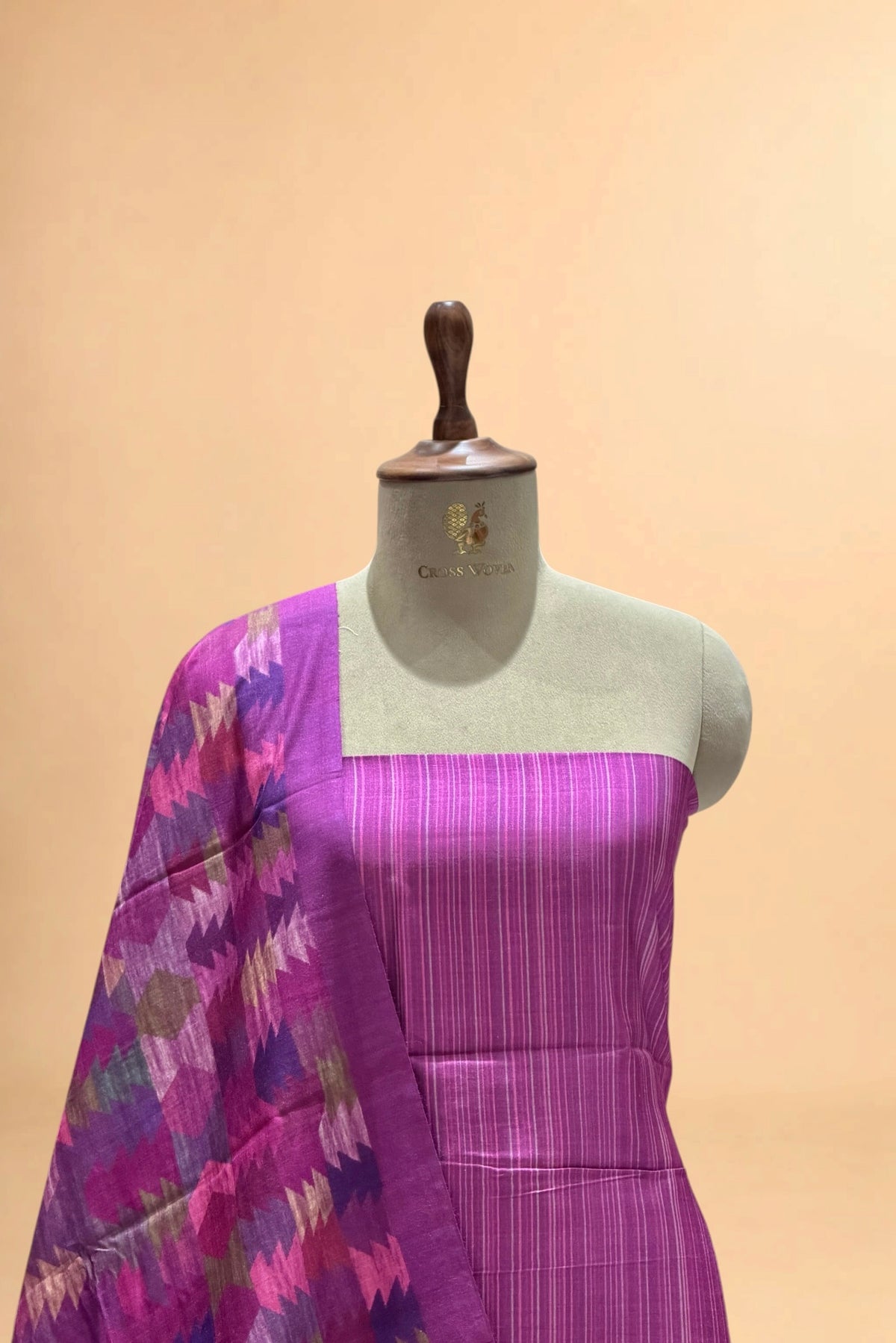 Magenta Purple Printed Pure Banarasi Munga Silk Suit Set