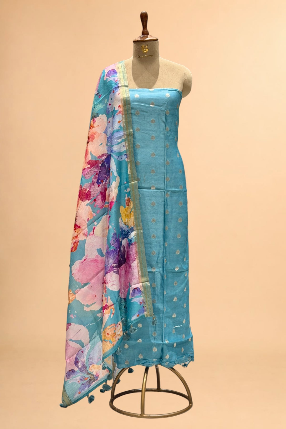 Mauve Purple Chanderi Silk Suit Set With Printed Dupatta