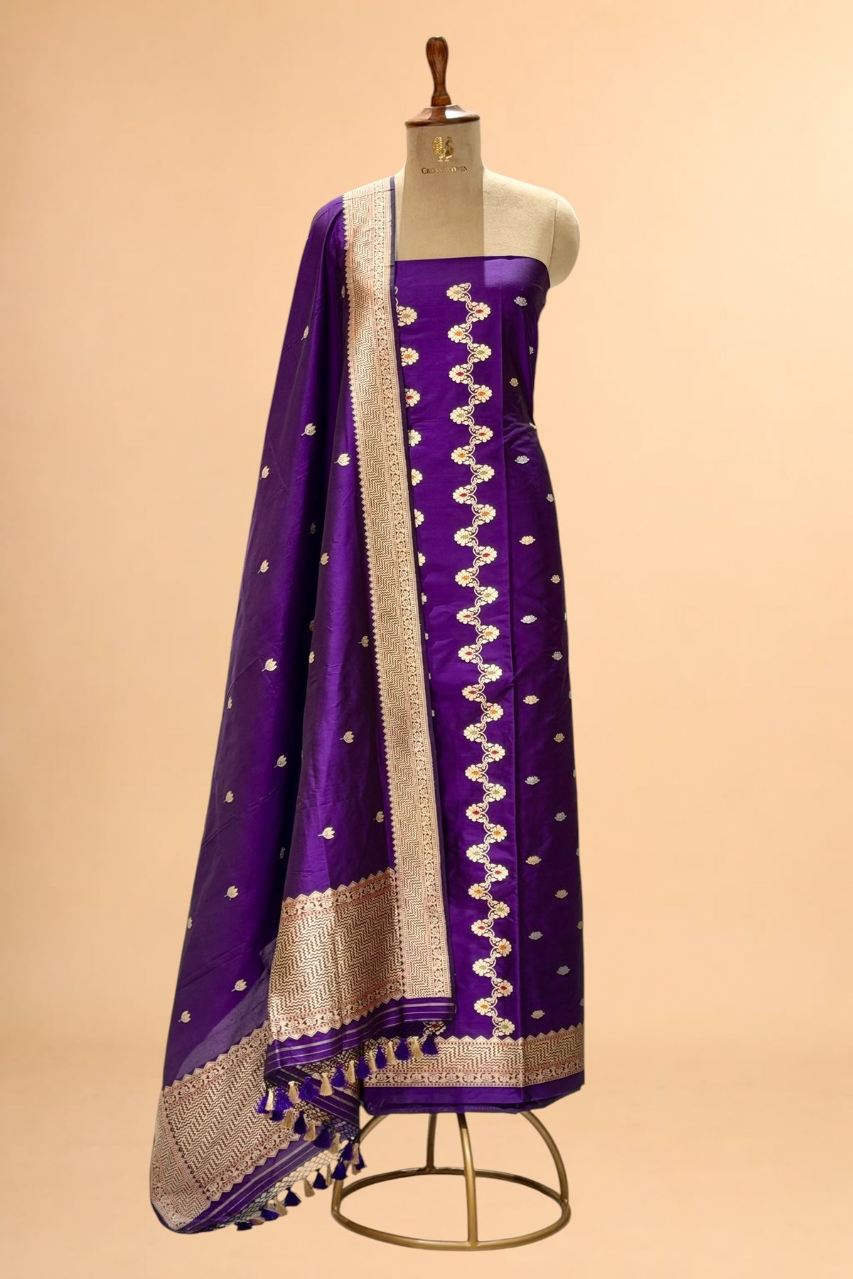 Purple Pure Banarasi Katan Silk Suit Set