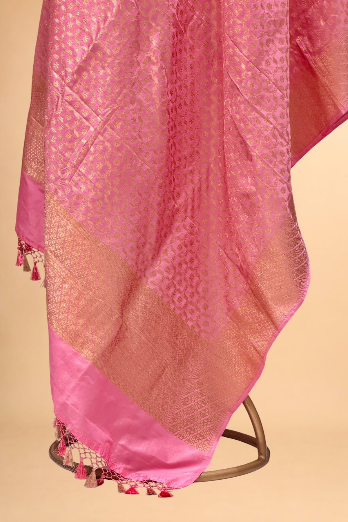 Rose Pink Pure Katan Silk Dupatta 