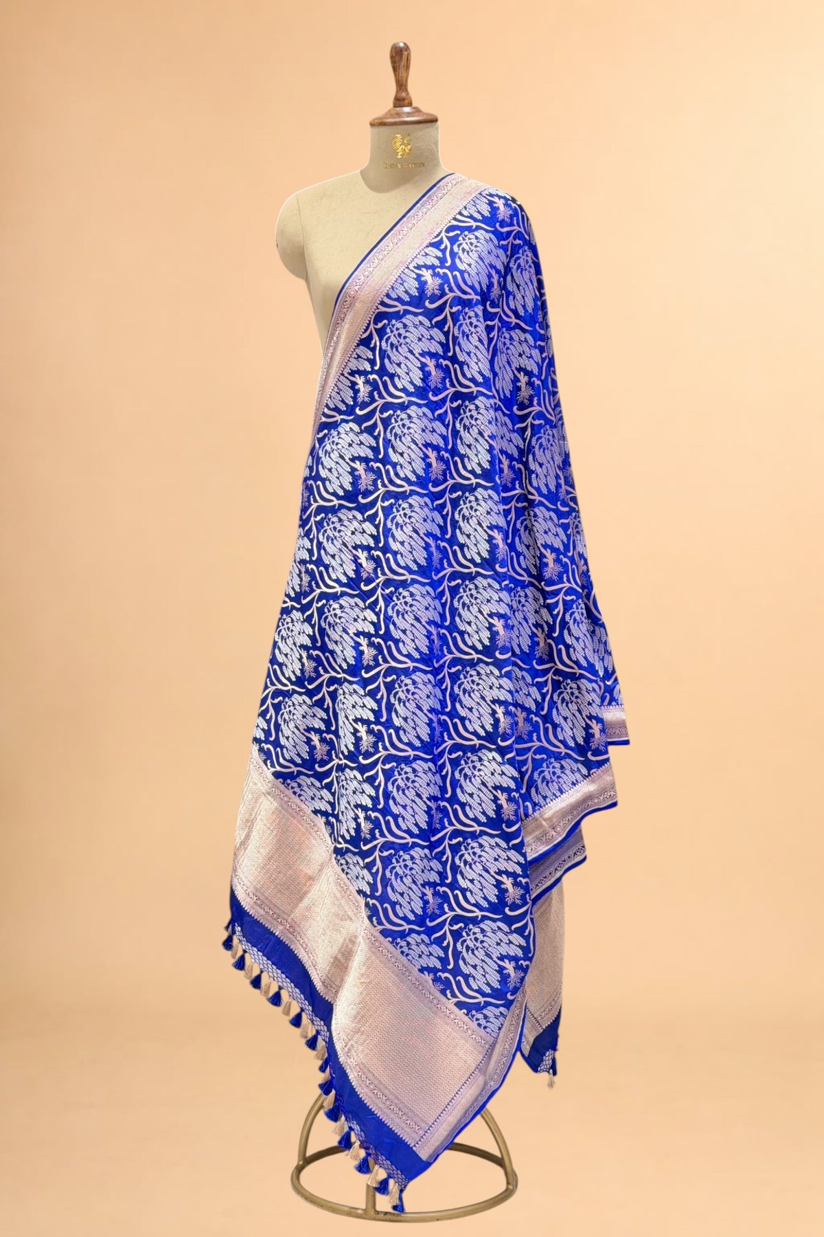 Royal Blue Pure Katan Silk Dupatta 