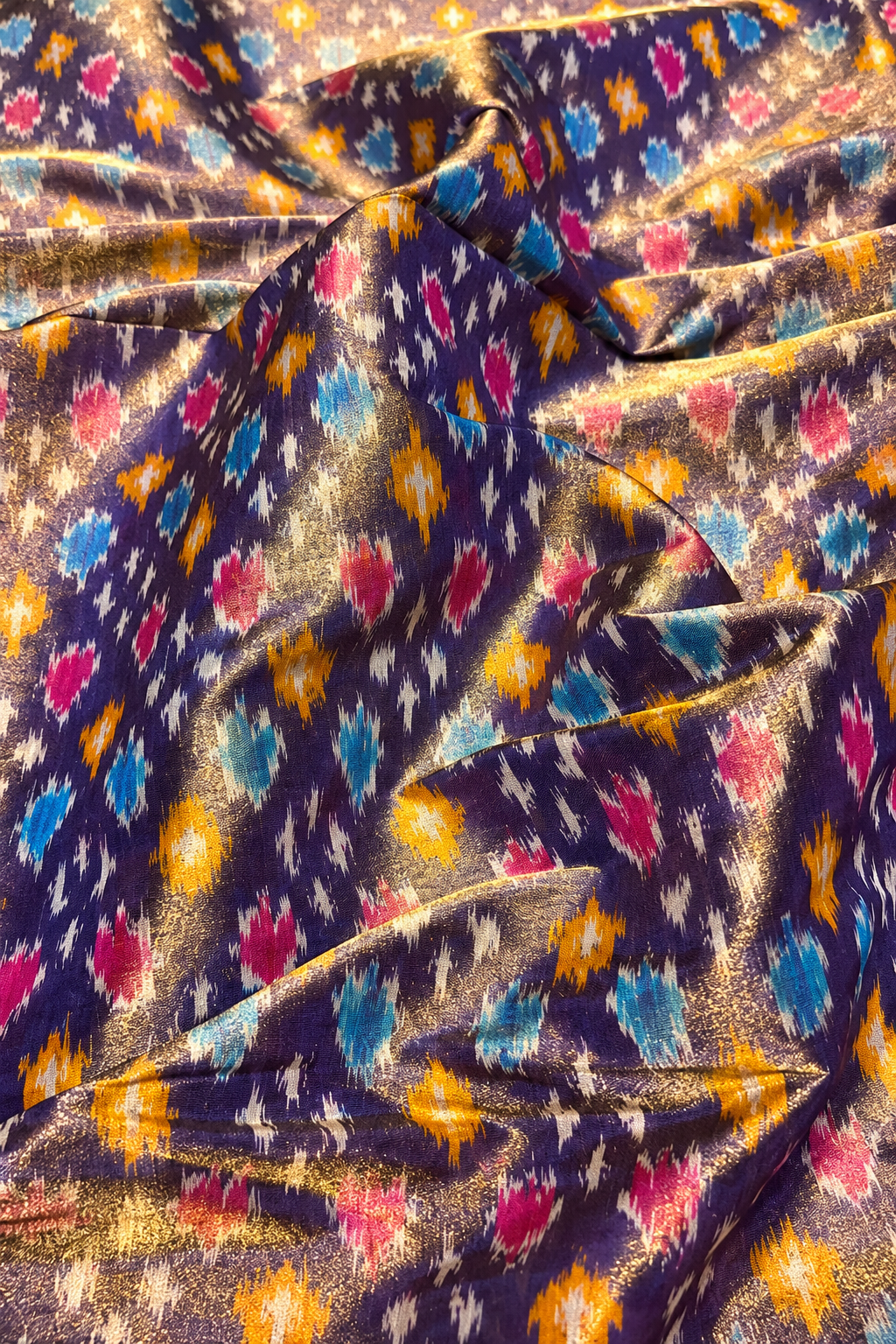 Royal Purple Pure Tissue Silk Ikkat Fabric