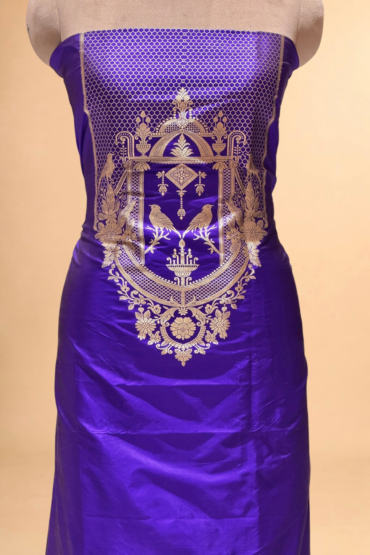 Deep Purple Katan Silk Co-Ord Set with Regal Panel 