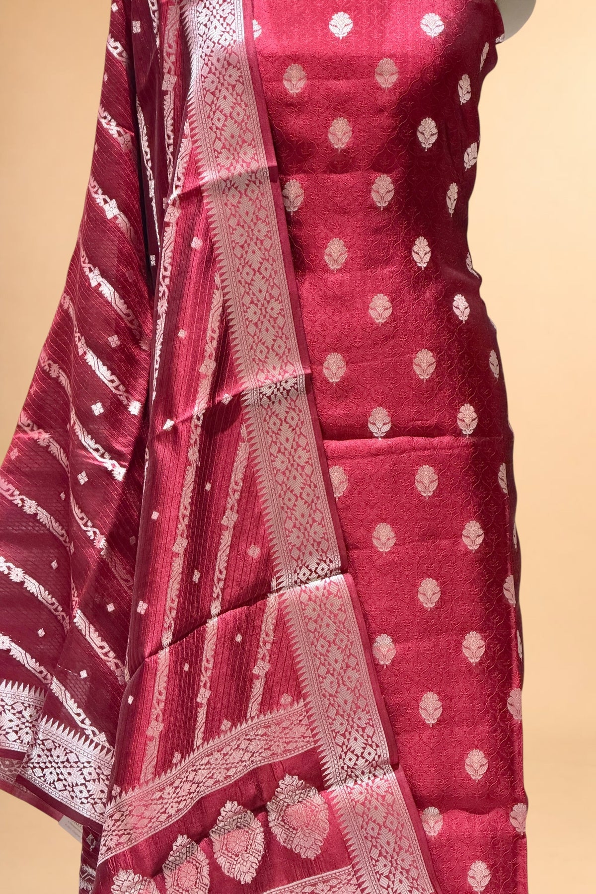 Deep Red Pure Soft Silk Suit Set