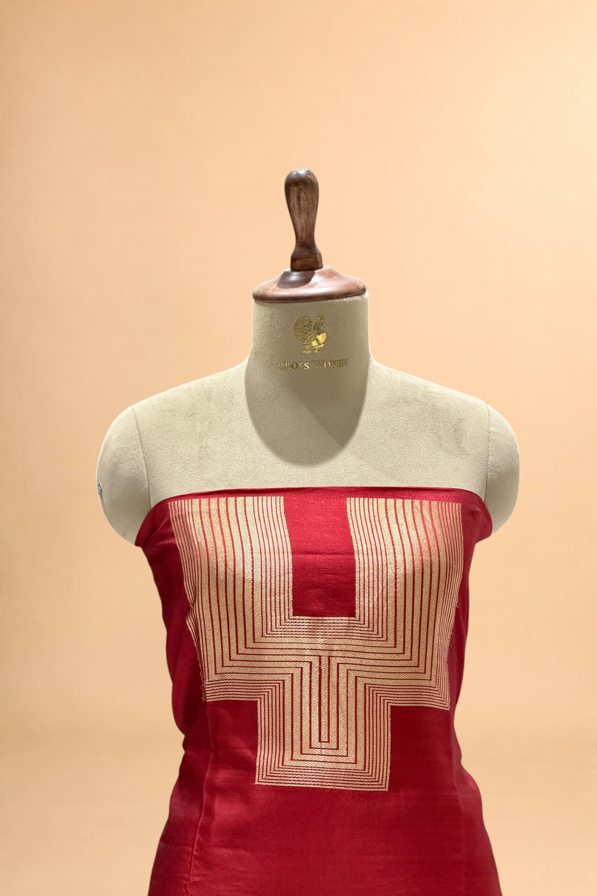Deep Red Soft Silk Co-Ord Set with Kadhwa Neck Panel 
