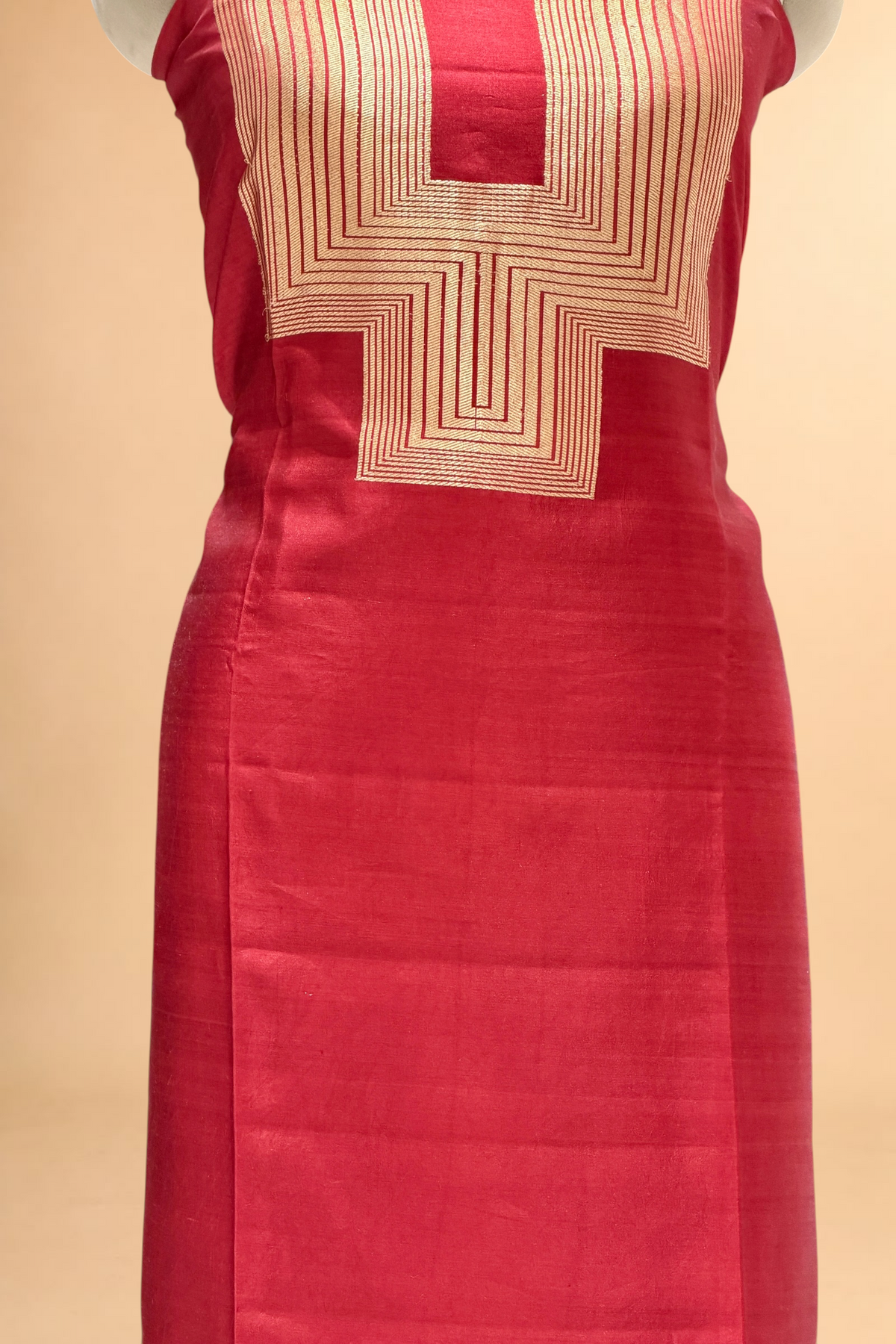 Deep Red Soft Silk Co-Ord Set with Kadhwa Neck Panel 