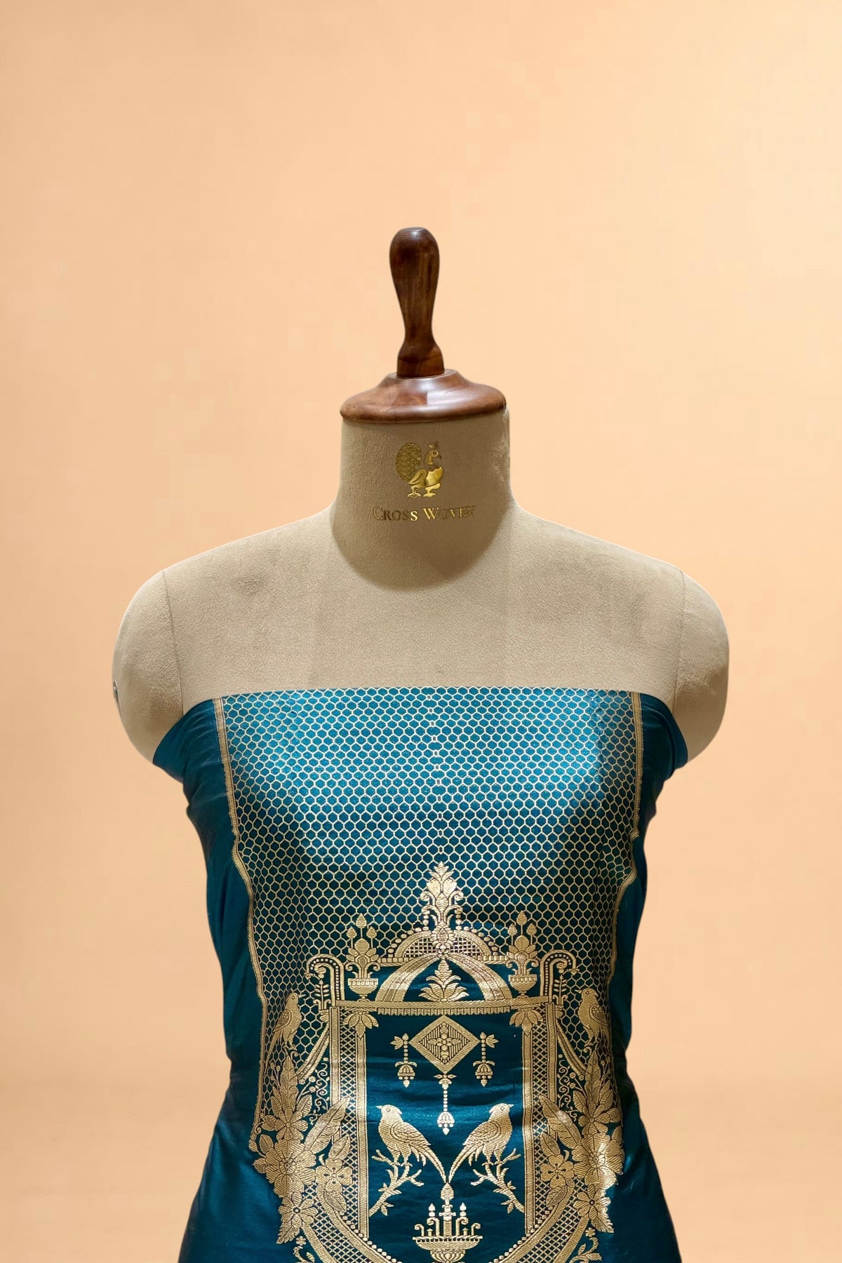 Deep Teal Katan Silk Co-Ord Set with Regal Panel  