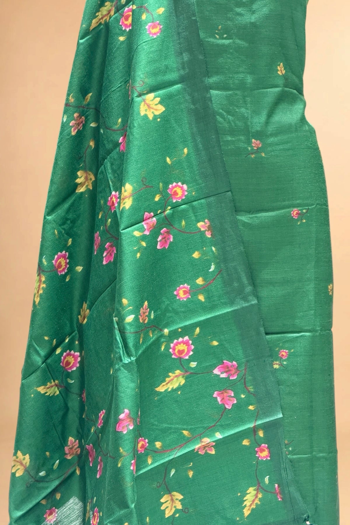 Emerald Green Printed Pure Banarasi Munga Silk Suit Set
