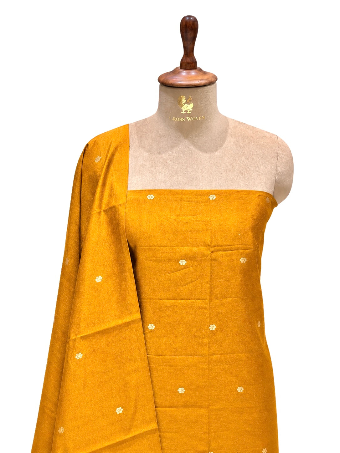 Mustard Yellow Pure Silk Suit Set With Statement Bootas