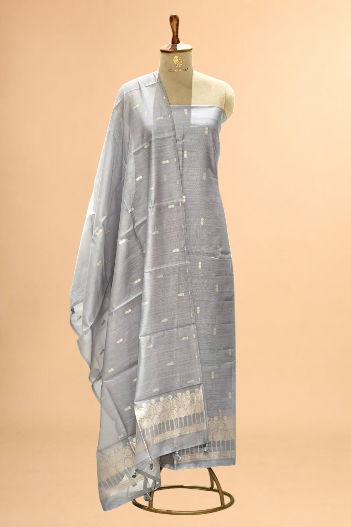 Grey Pure Chanderi Silk Suit Set