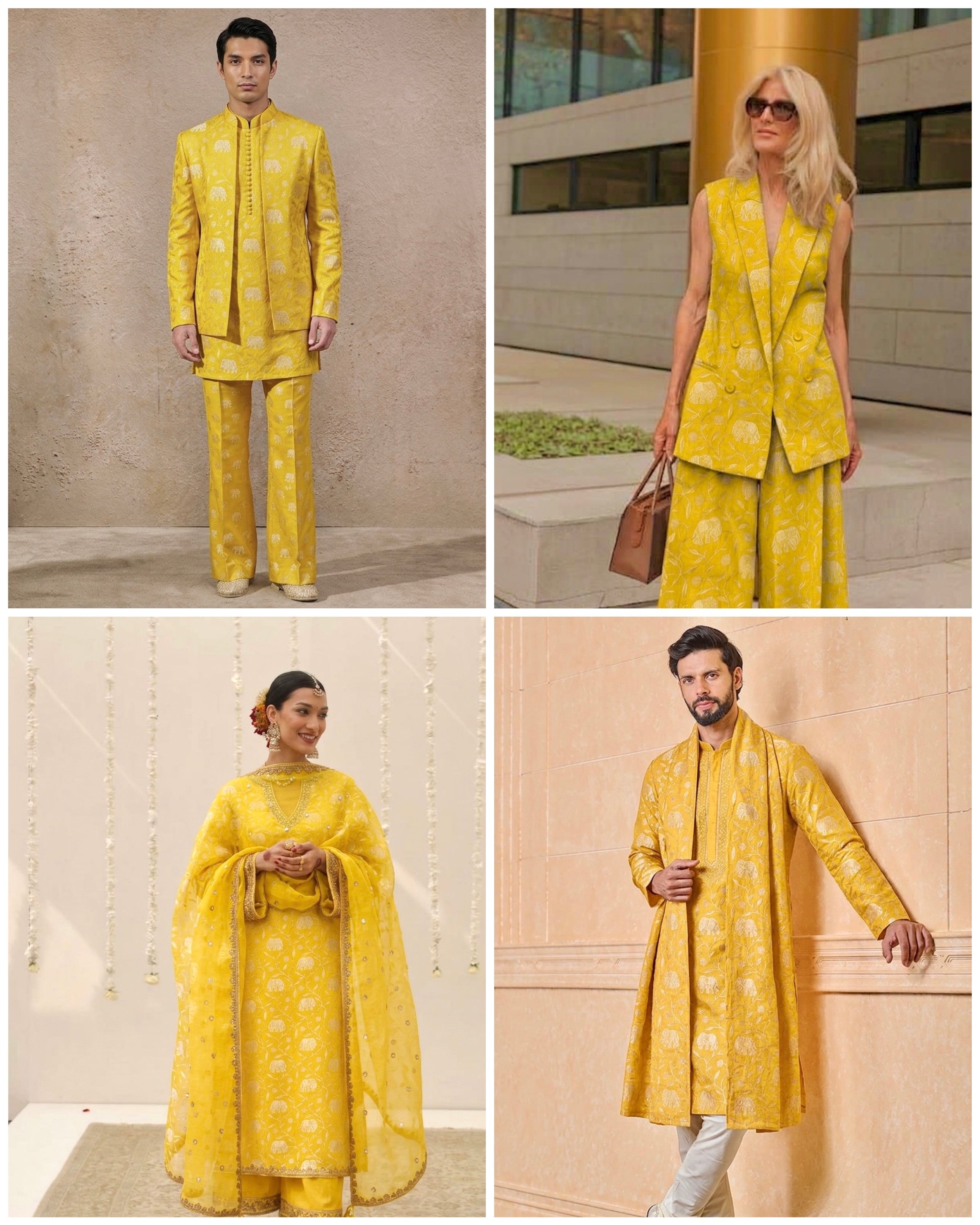 Bright Yellow Mul Fabric With Appliqué Work