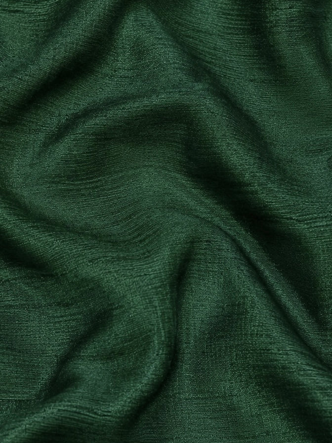 Emerald Green Raw Silk Fabric