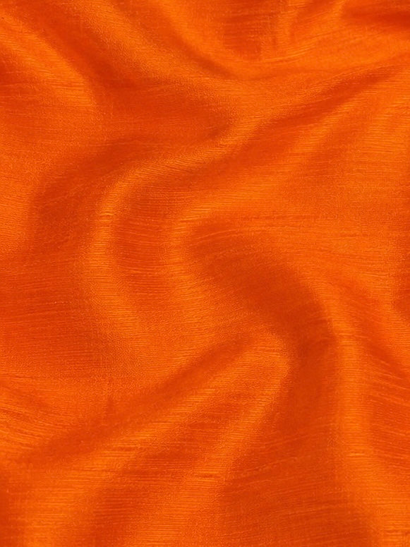 Bright Orange Raw Silk Fabric