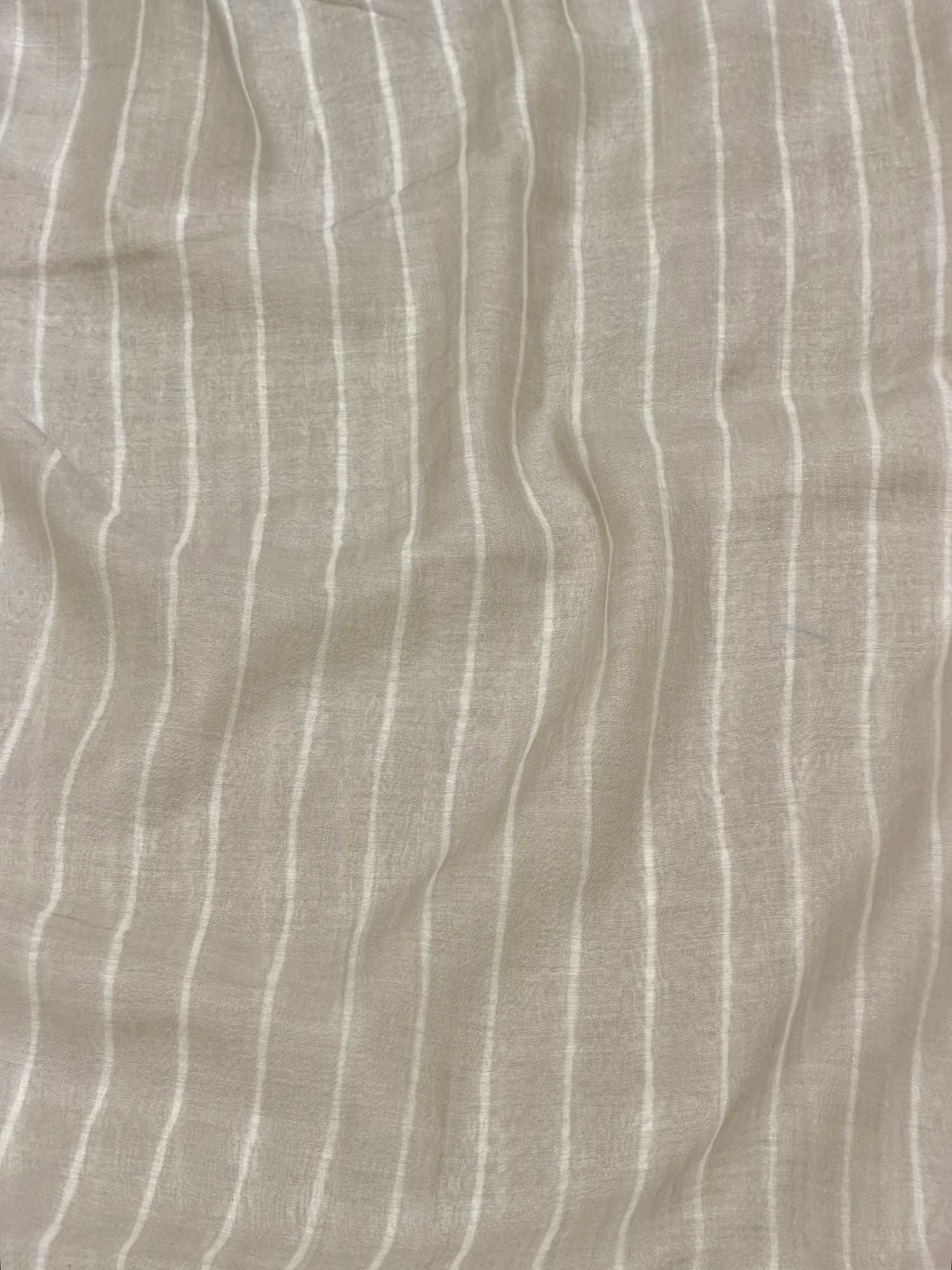 White & Grey Striped Mul Fabric