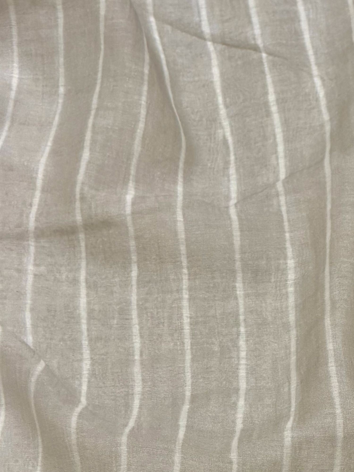 White & Grey Striped Mul Fabric