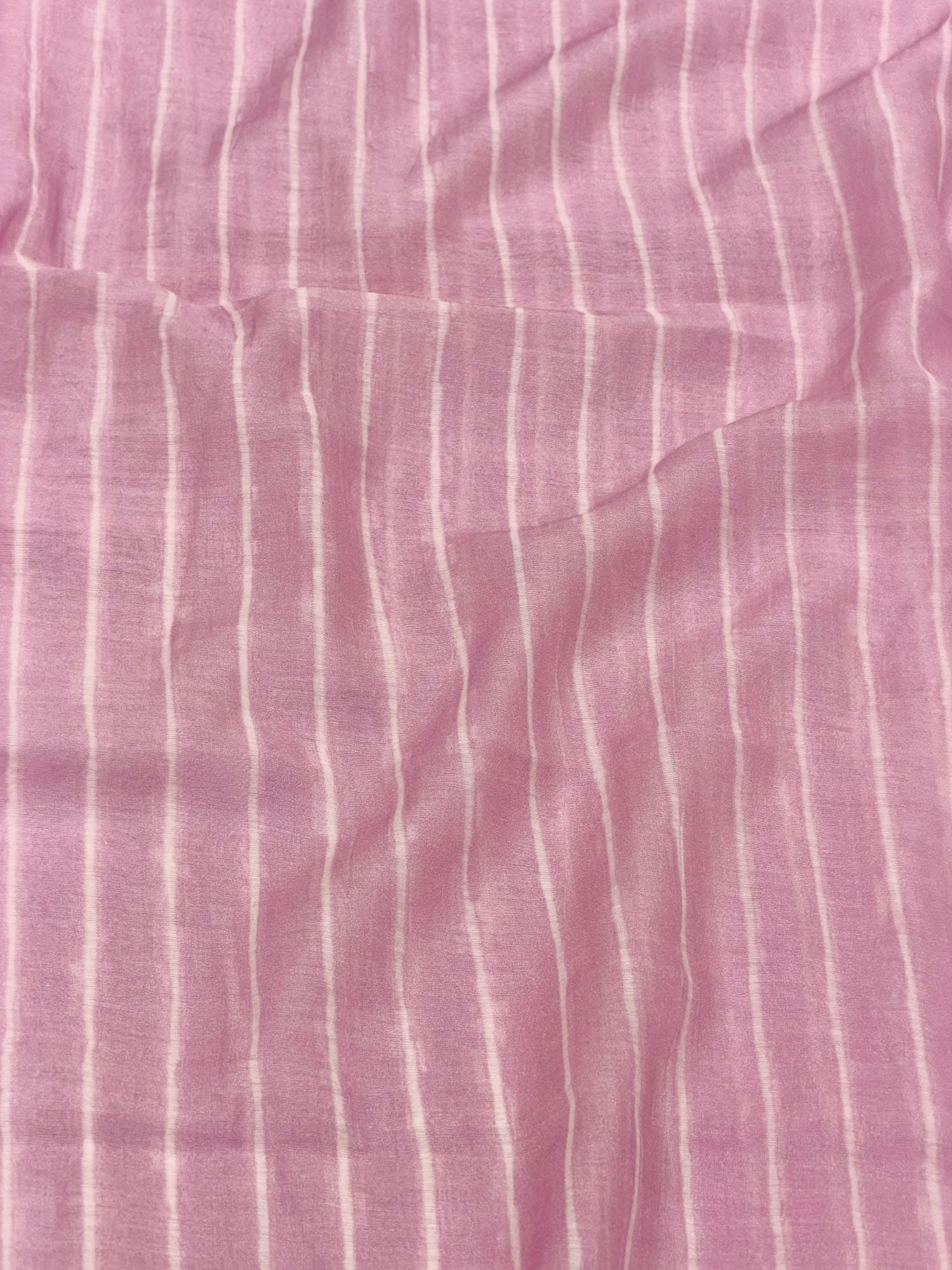 White & Pink Striped Mul Fabric
