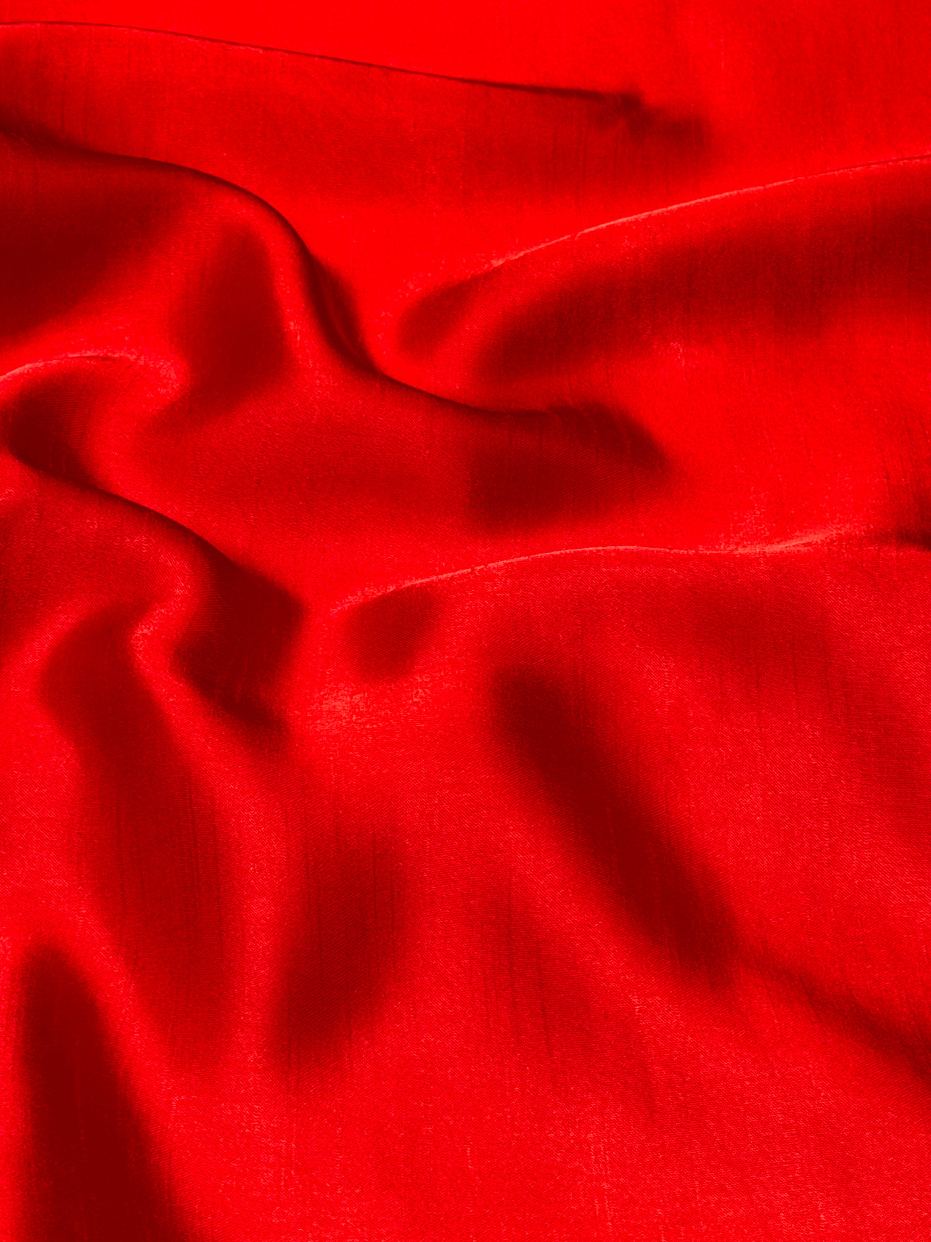 Red Plain Muslin Silk Fabric