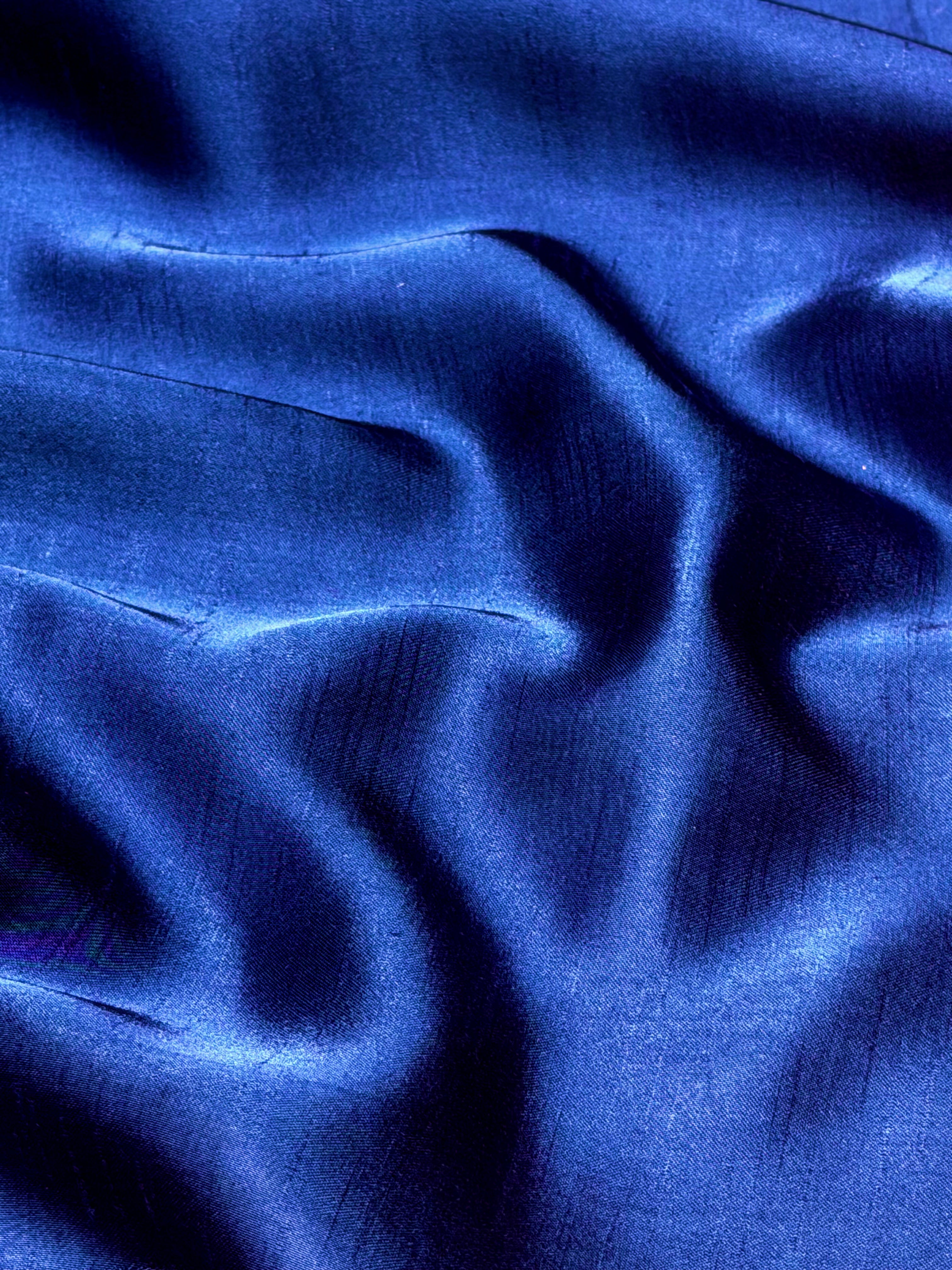 Navy Blue Plain Muslin Silk Fabric