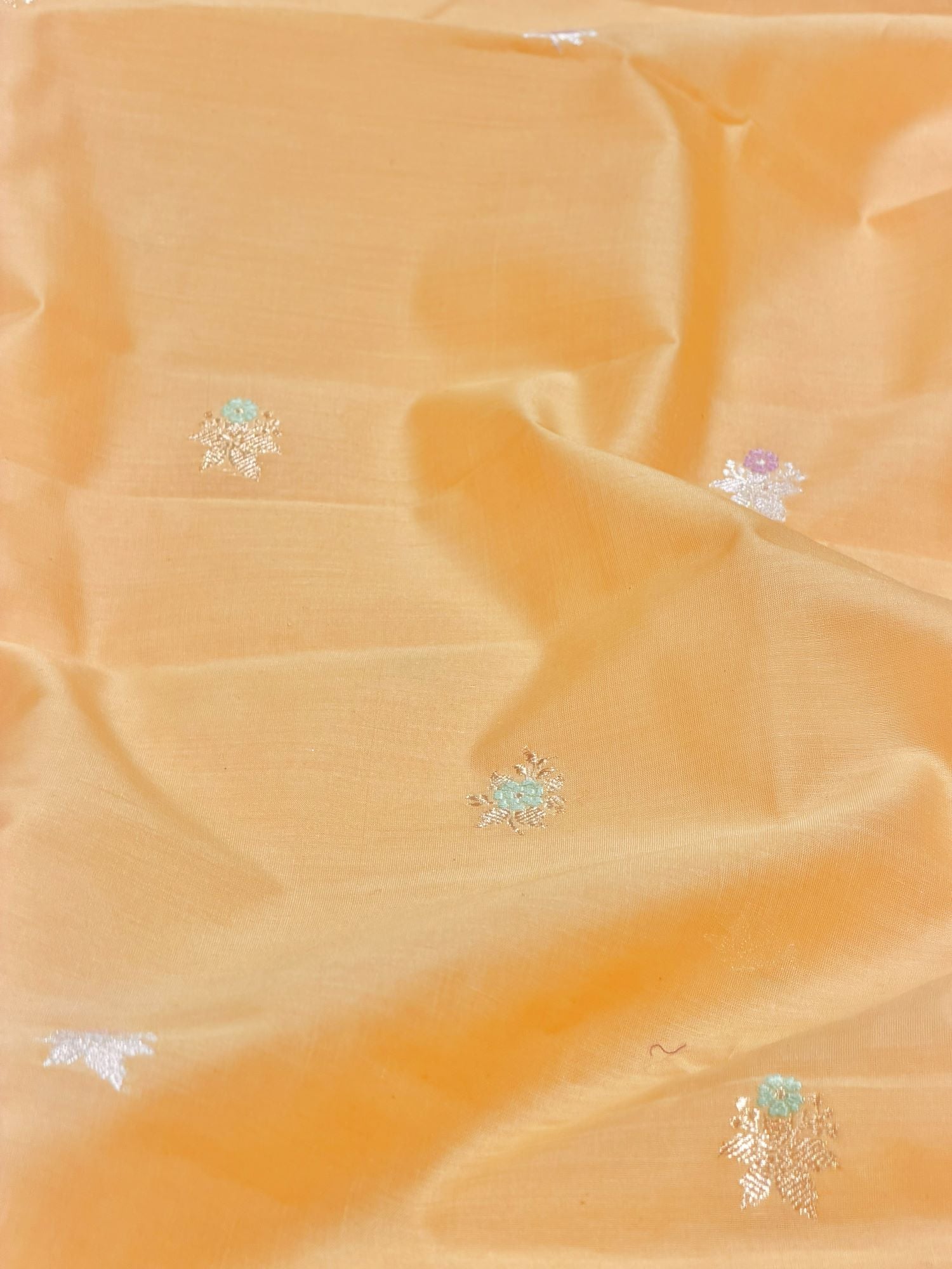 Warm Yellow Premium Cotton Fabric With Floral Motif